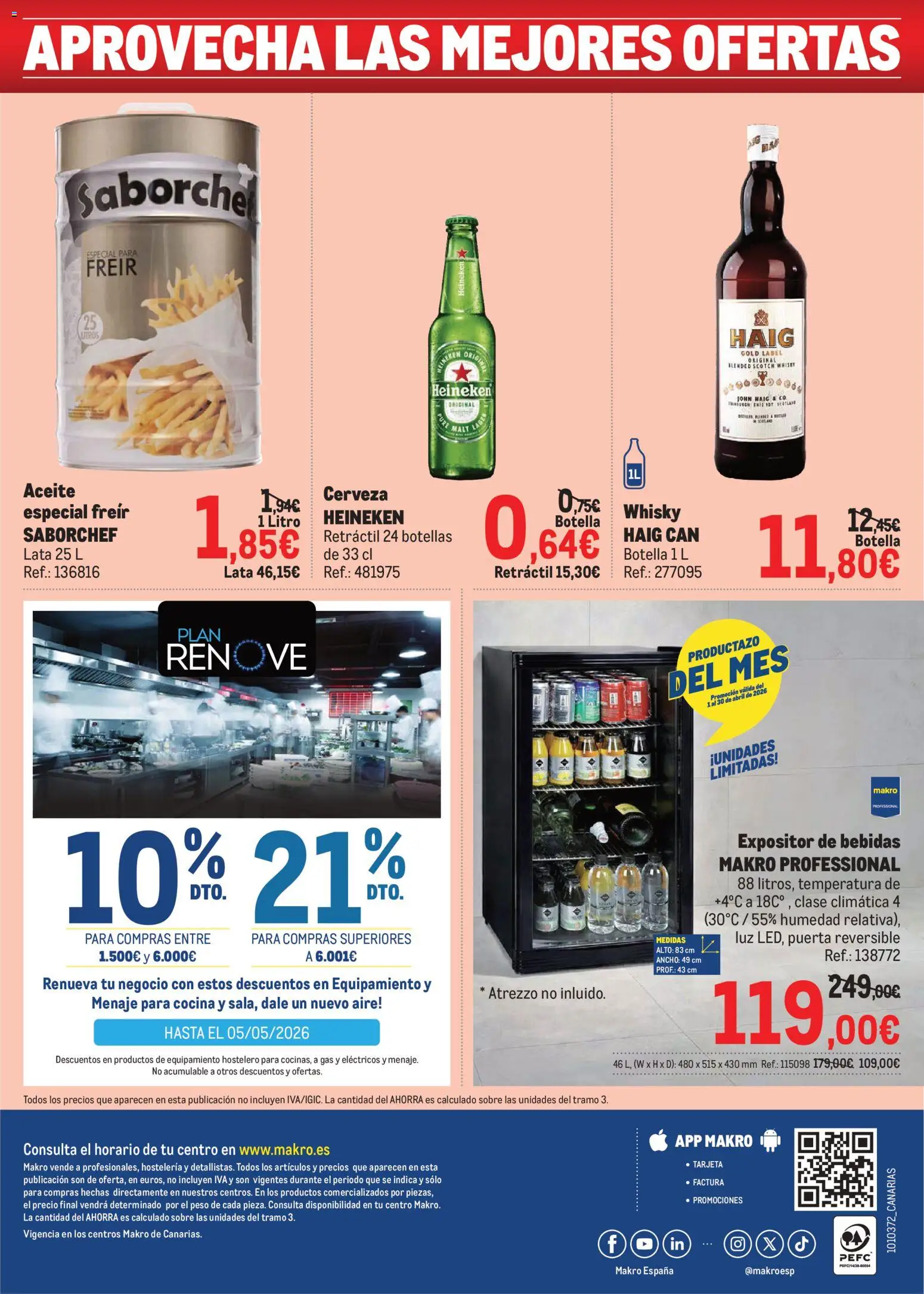 Makro Precios Canarias │ válido desde el 06.04.2026 | Página: 8 | Productos: Aceite, Cerveza, Cocina, Peso
