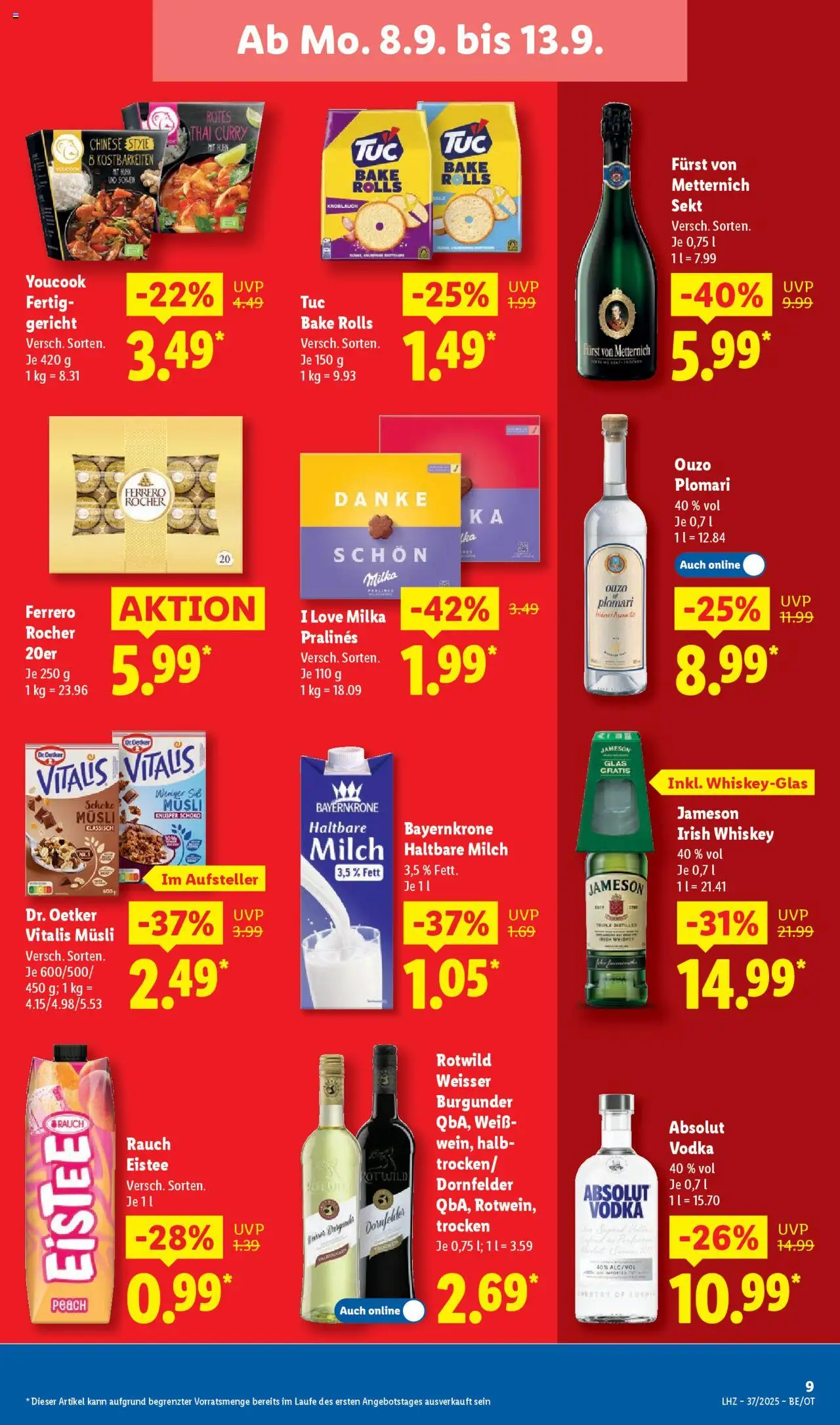 Lidl - Prospekt Grimma – gültig ab 08.09.2025 | Seite: 17 | Produkte: Ouzo, Sekt, Vodka, Whiskey