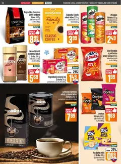 COOP Jednota leták platný od 26.03.2026 | Strana: 24 | Produkty: Káva, Čaj, Lavazza, Pringles