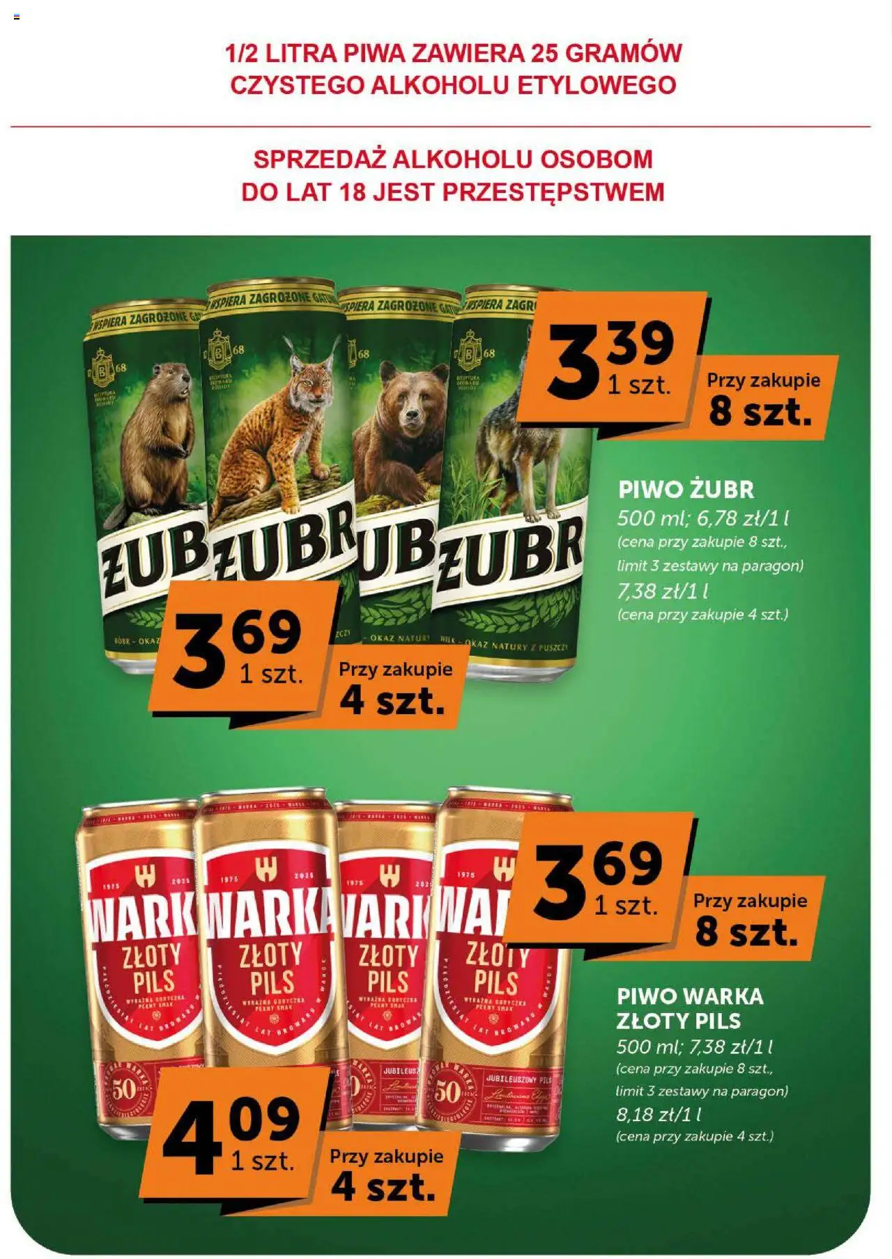 ABC Gazetka - Minimarket od 04.09.2025 | Strona: 28 | Produkty: Piwo żubr, Warka, Piwo Warka, Piwo