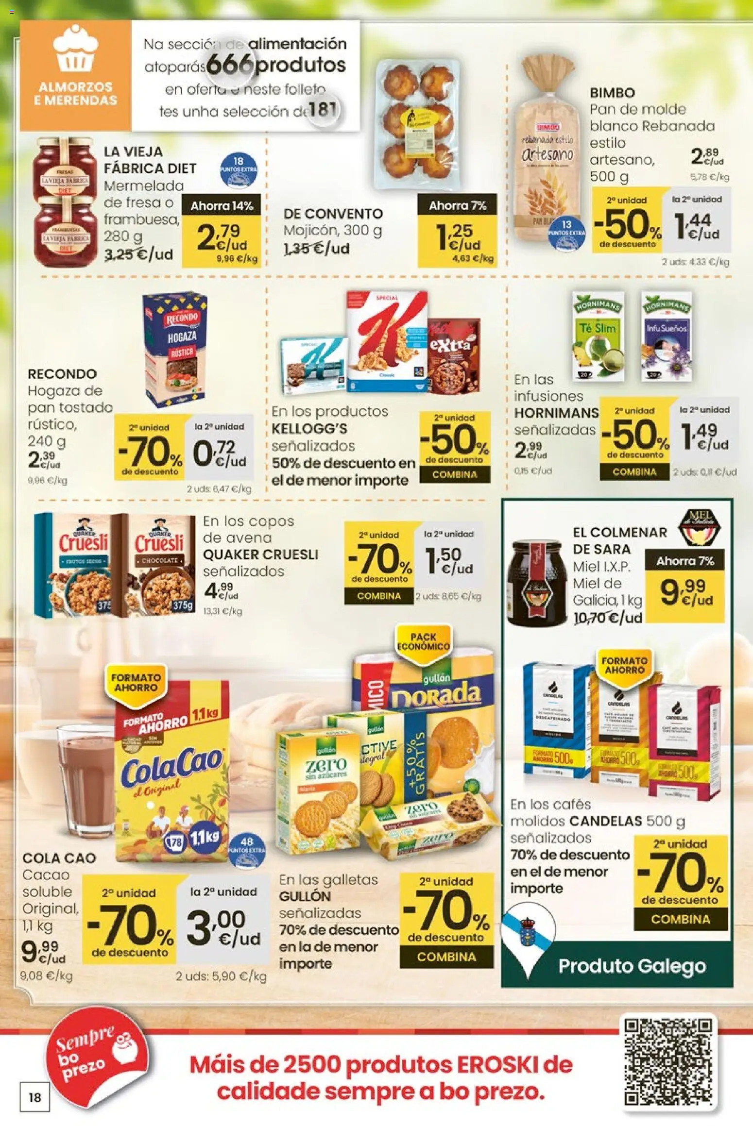Eroski Quieres ahorrar conmigo │ válido desde el 26.03.2026 | Página: 18 | Productos: Chocolate, Té, Galletas, Cacao soluble
