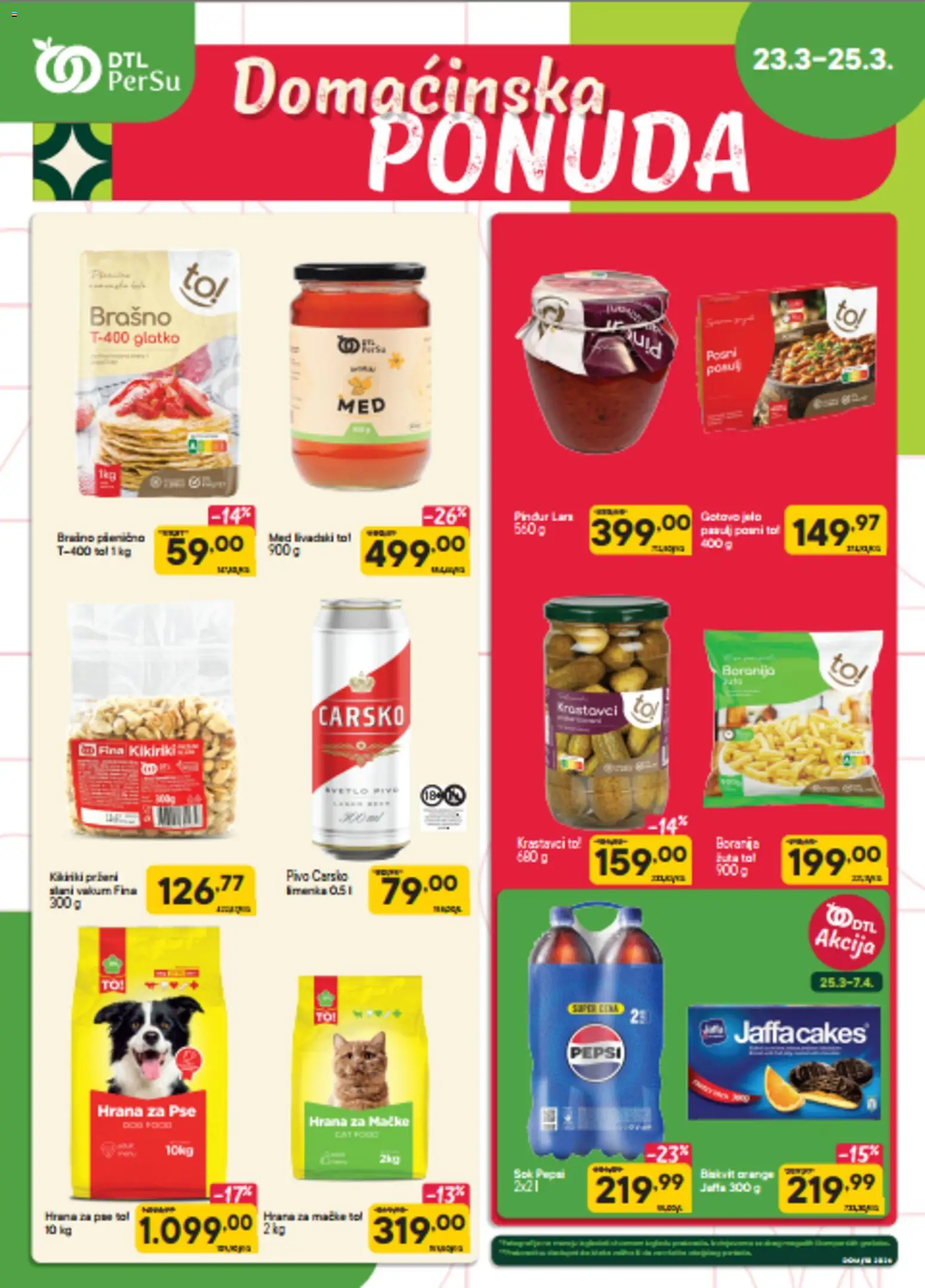 PerSu katalog - važi od 23.03.2026 | Strana: 1 | Proizvode: Krastavci, Hrana za pse, Hrana za mačke, Pivo