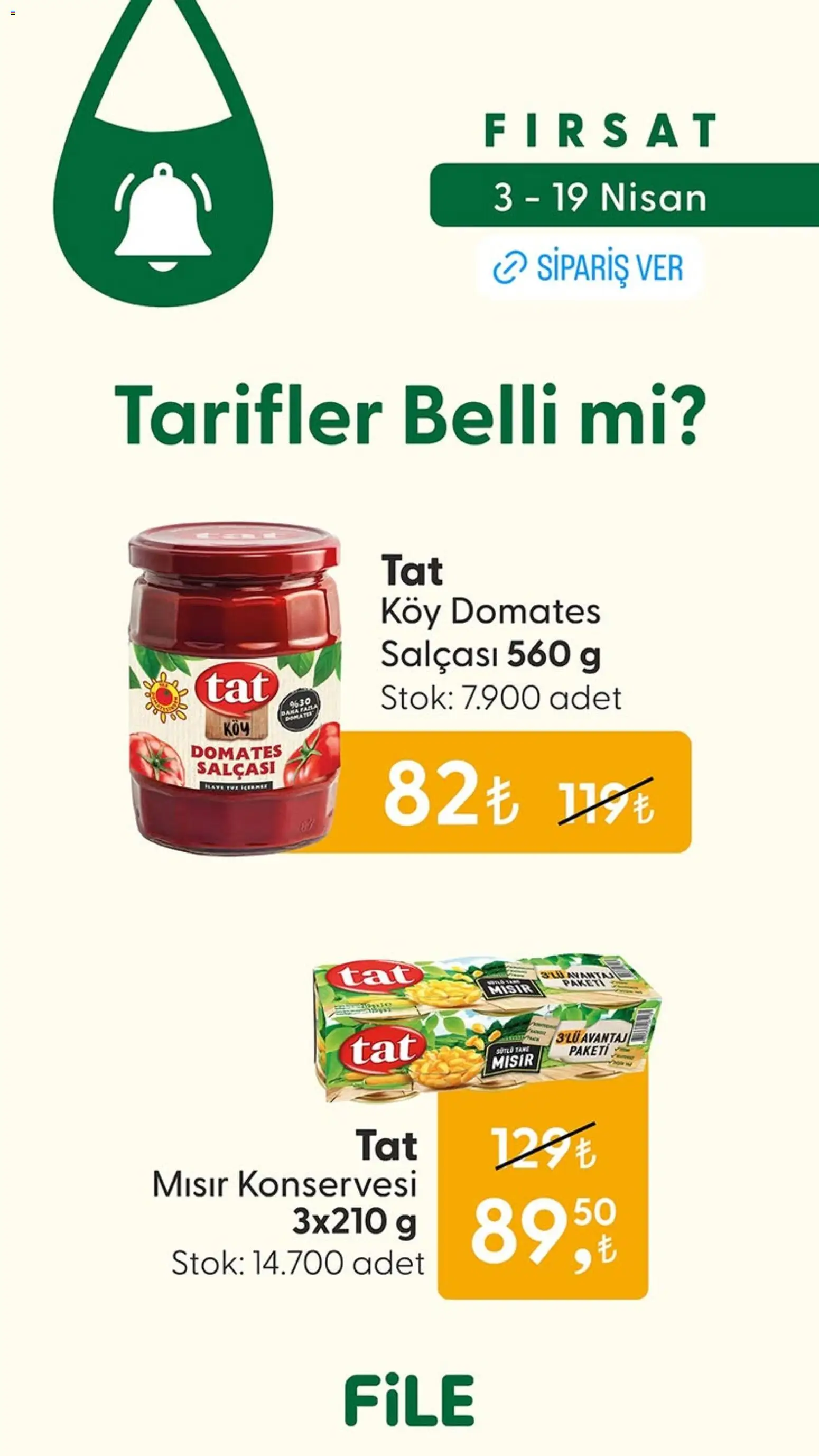 File Market İndirim - 03.04.2026 tarihinden itibaren geçerlidir | Sayfa: 1 | Ürünler: Domates, Mısır
