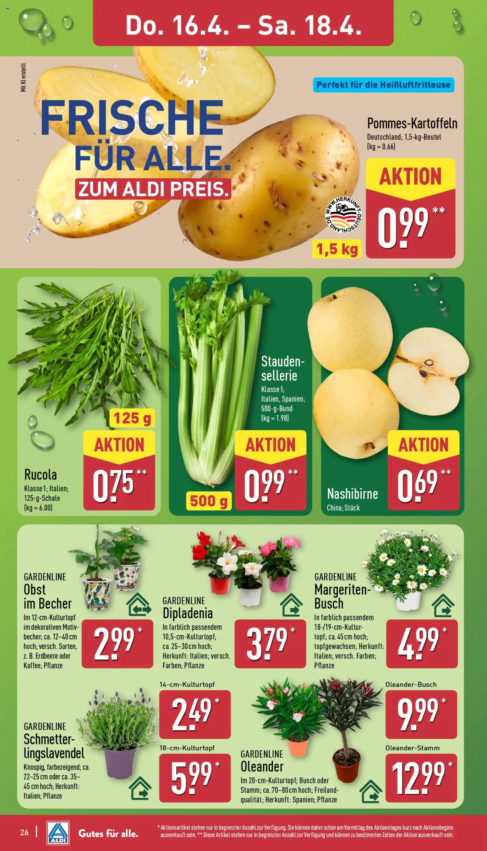 Aldi Prospekt 	 – gültig ab 13.04.2026 | Seite: 30 | Produkte: Rucola, Obst, Heißluftfritteuse