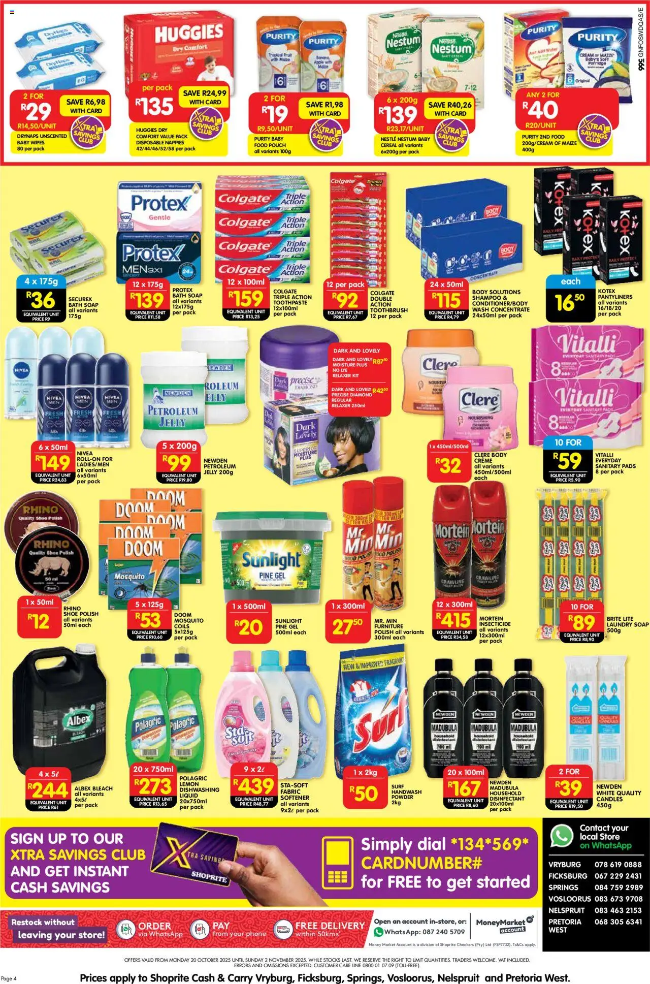 New Shoprite catalogue – valid from 20.10.2025 | Page: 4 | Products: Shampoo, Soap, Toothpaste, Toothbrush
