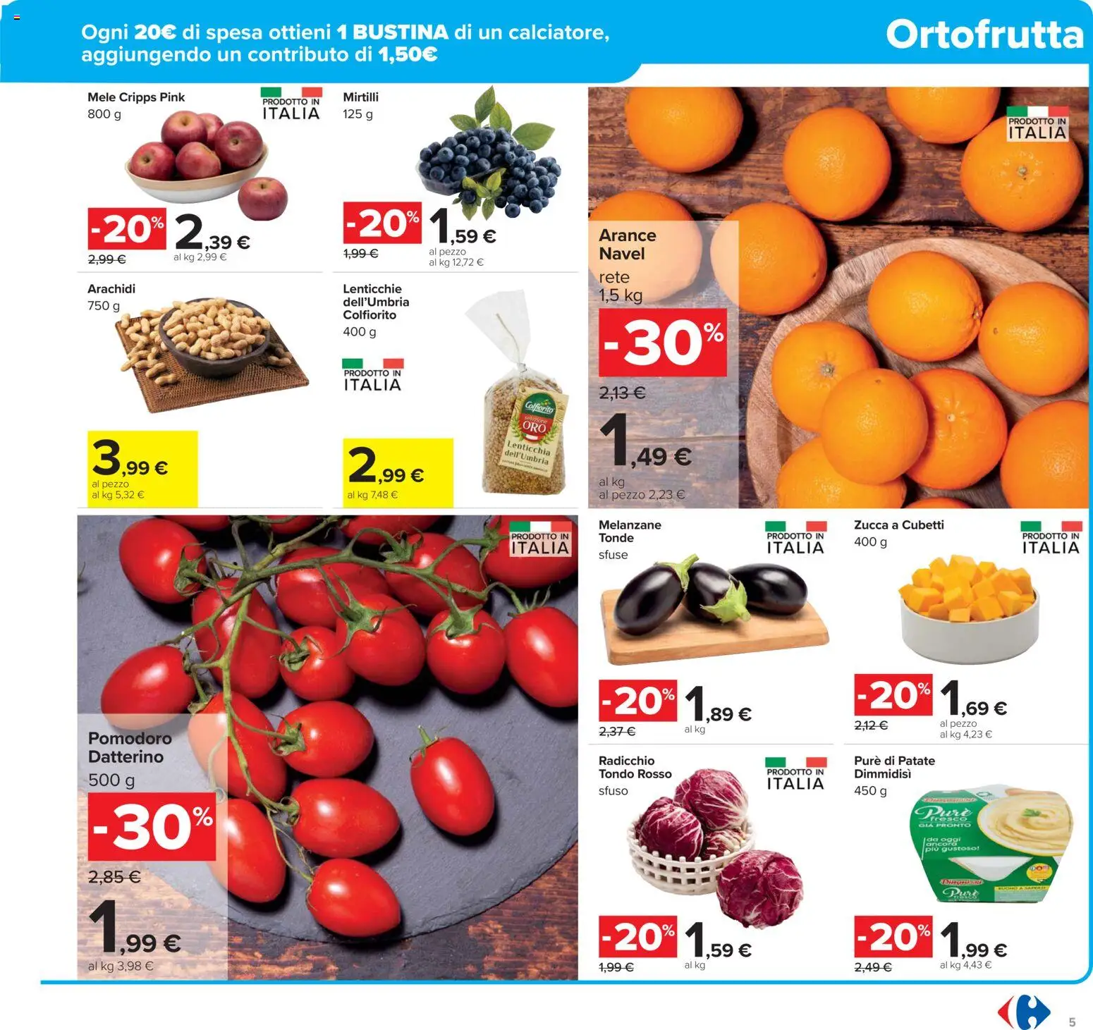 Volantino Carrefour del 02.12.2025 | Pagina: 5 | Prodotti: Mele, Pomodoro, Mirtilli, Melanzane