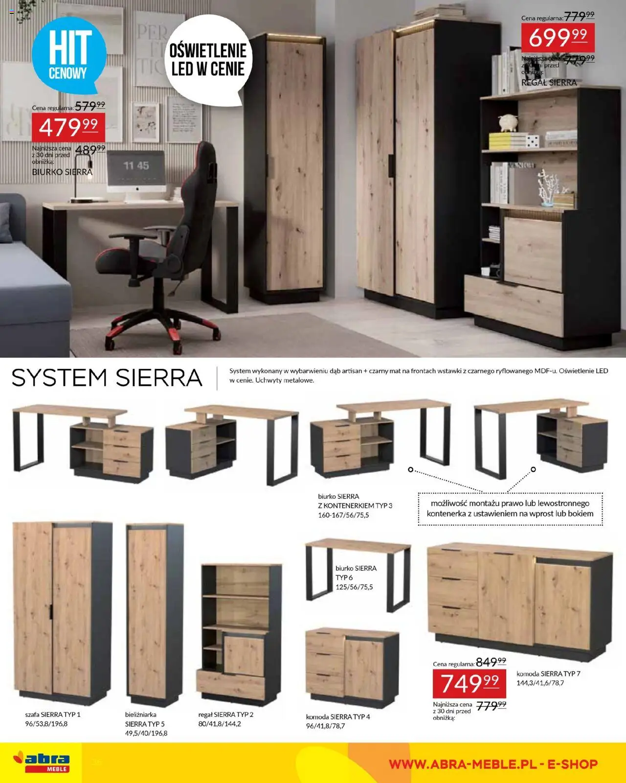 Abra meble Gazetka od 14.10.2025 | Strona: 36 | Produkty: Szafa, Komoda, Biurko, Regał