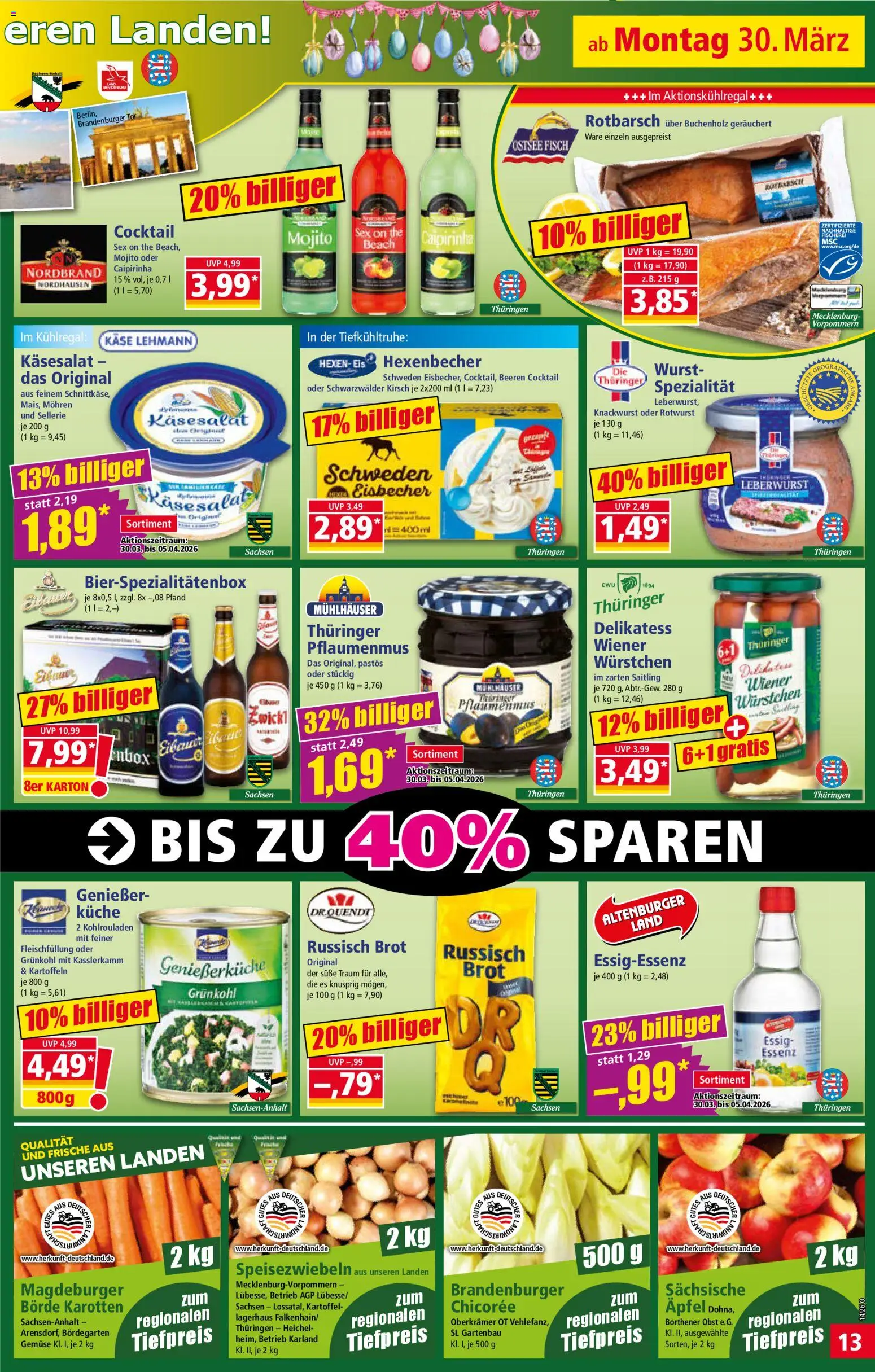 Norma Prospekt 	 – gültig ab 30.03.2026 | Seite: 14 | Produkte: Käse, Essig, Mohren, Wurst