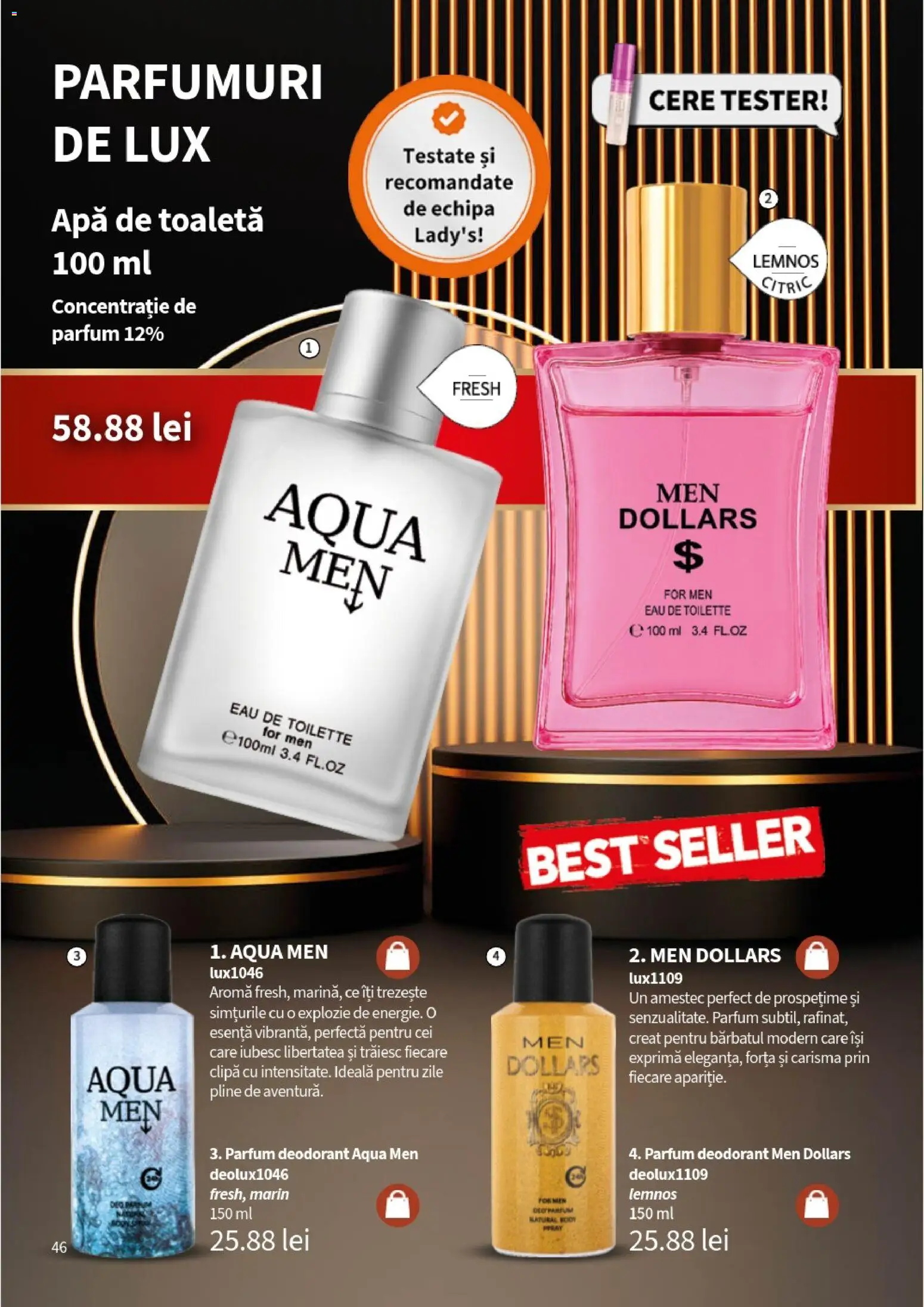 Noul catalog Lady’s – valabil de la 10.11.2025 | Pagină: 48 | Produse: Toaletă, Parfum, Apă de toaletă, Apă