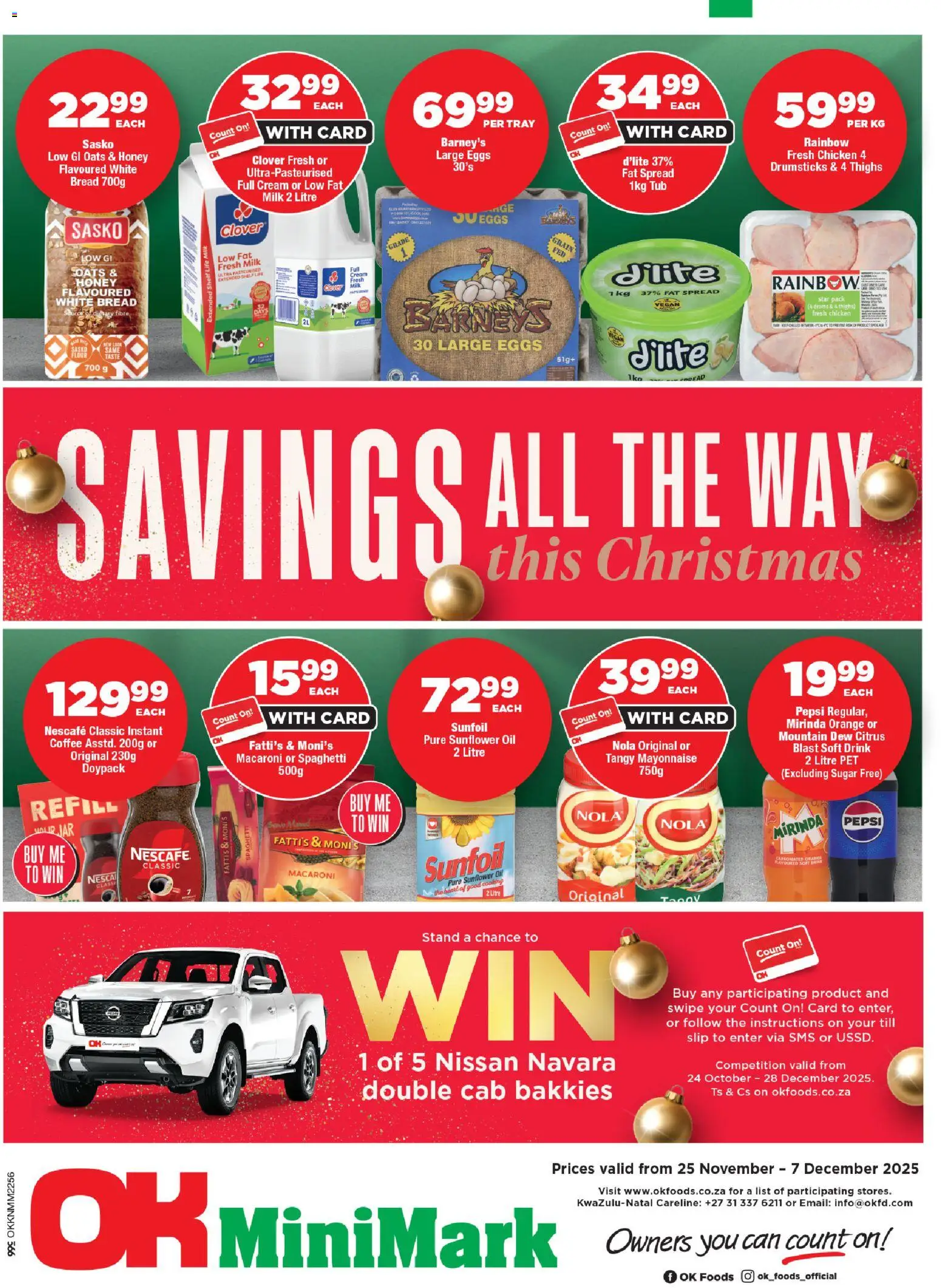 New OK Foods catalogue – valid from 25.11.2025 | Page: 1 | Products: Milk, Oats, Coffee, Mayonnaise