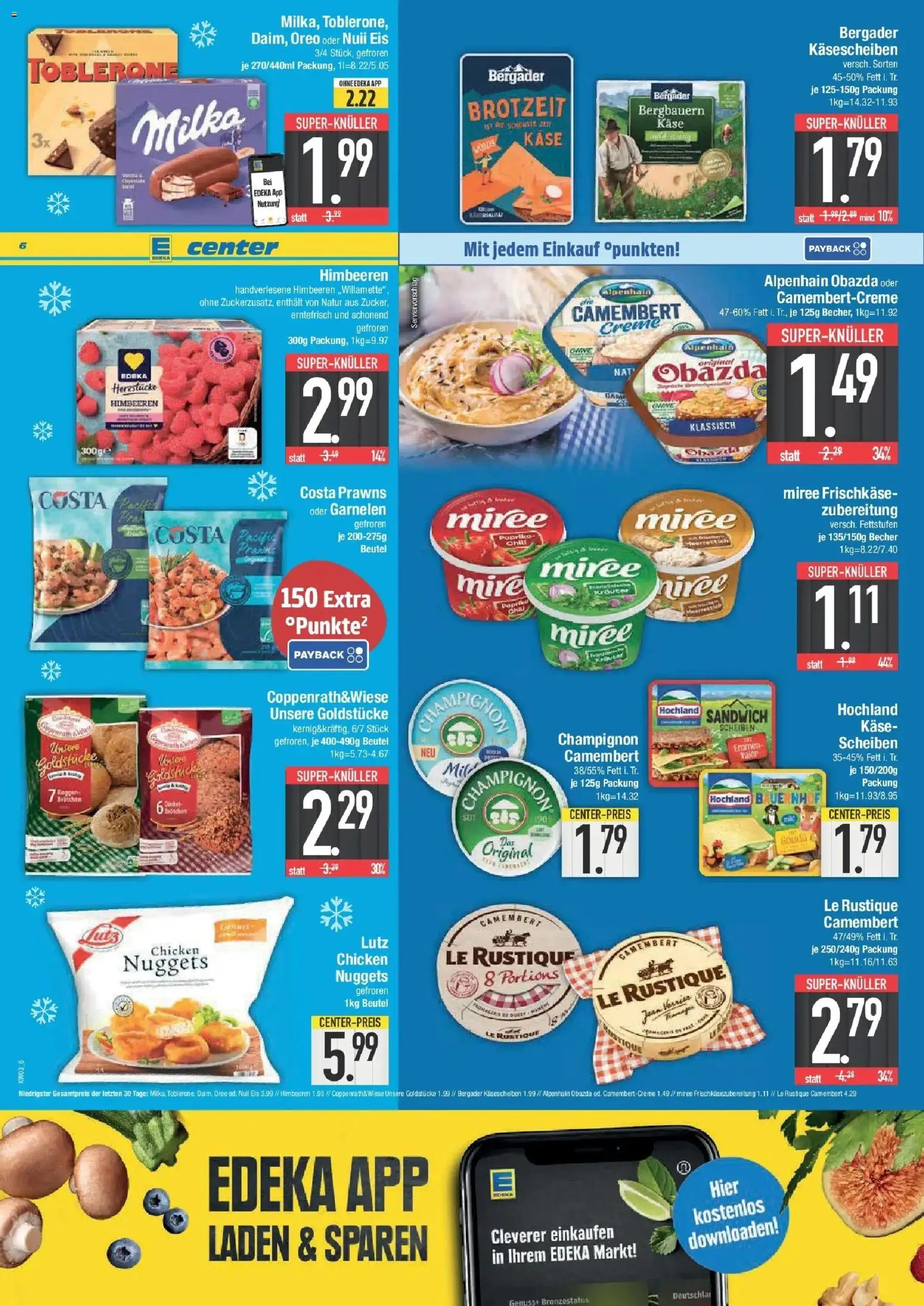 Edeka prospekt Bayerisch Gmain	 – gültig ab 11.01.2026 | Seite: 6 | Produkte: Himbeeren, Garnelen, Creme, Eis