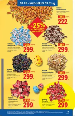 Lidl akciós újság - amely érvényes a következő dátumtól: 26.03.2026 | Oldal: 17 | Termékek: Édességek, Csokoládé, Cukorka