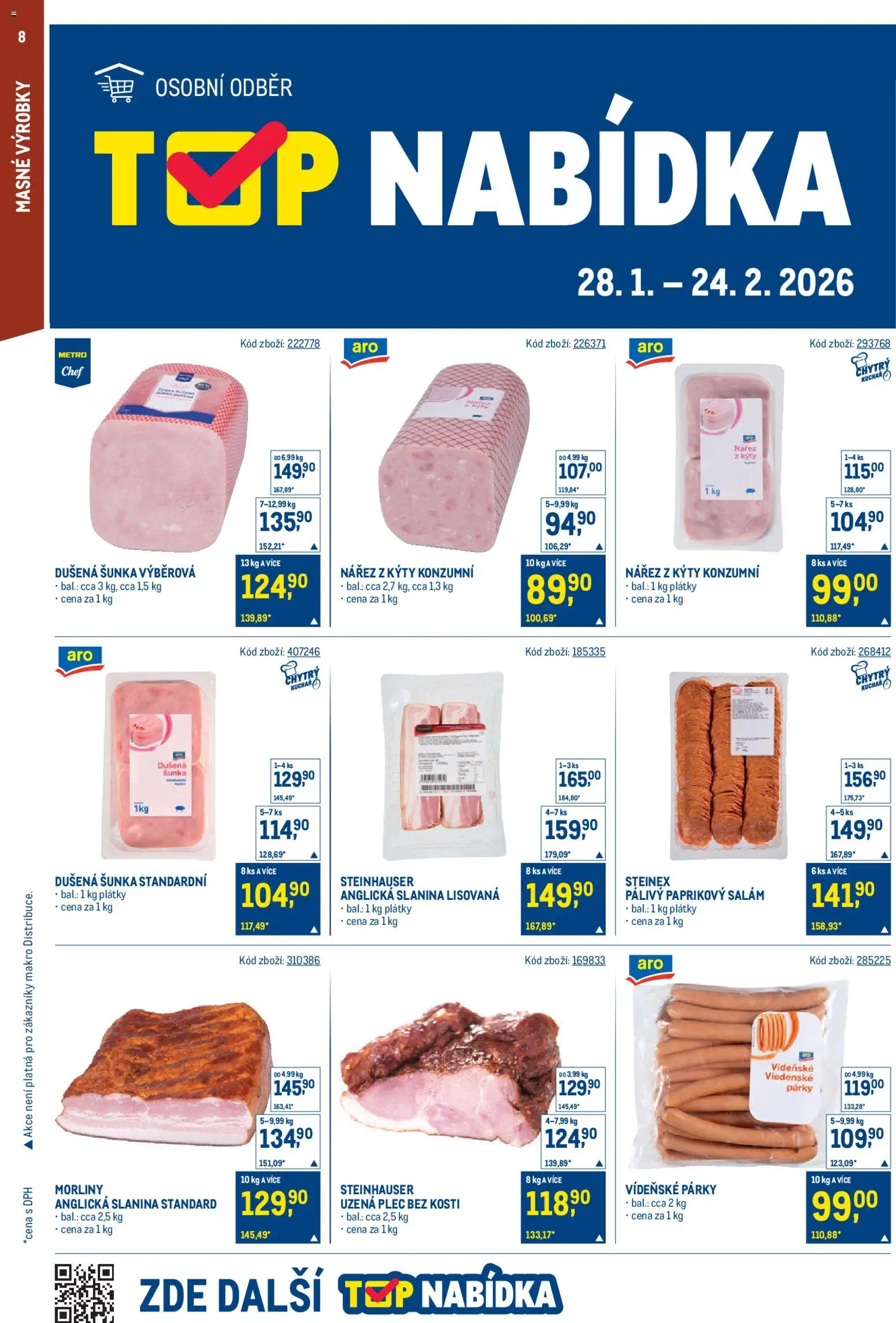 Makro leták - Gastronomie od 11.02.2026 | Strana: 8 | Produkty: Salám, Plec bez kosti, Párky, Slanina