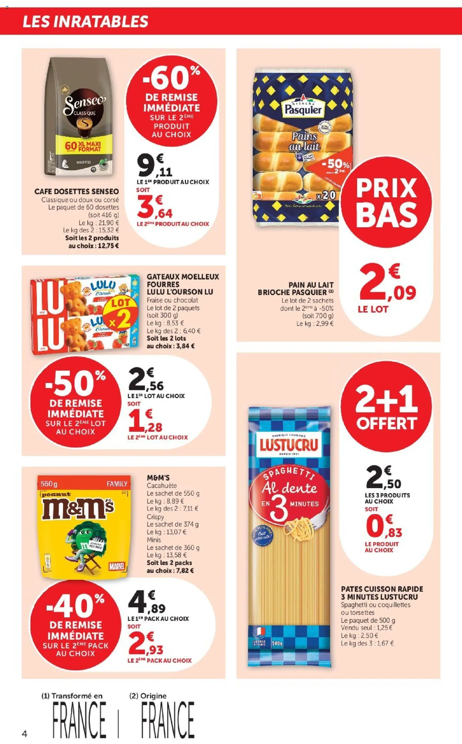 {H1} | Page: 4 | Produits: Fraise, Chocolat, Coquillettes, Pâtes