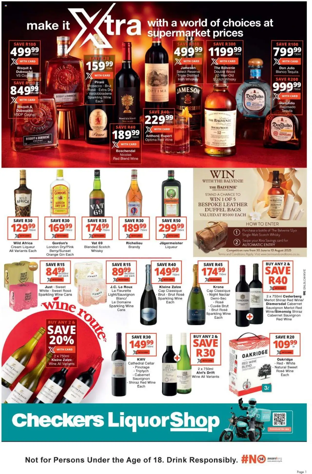 Checkers Gauteng - LiquorShop July Month-End Promotion │ valid from 24.07.2025 | Page: 1 | Products: Cap, Brandy, Whiskey, Ensalada de quino