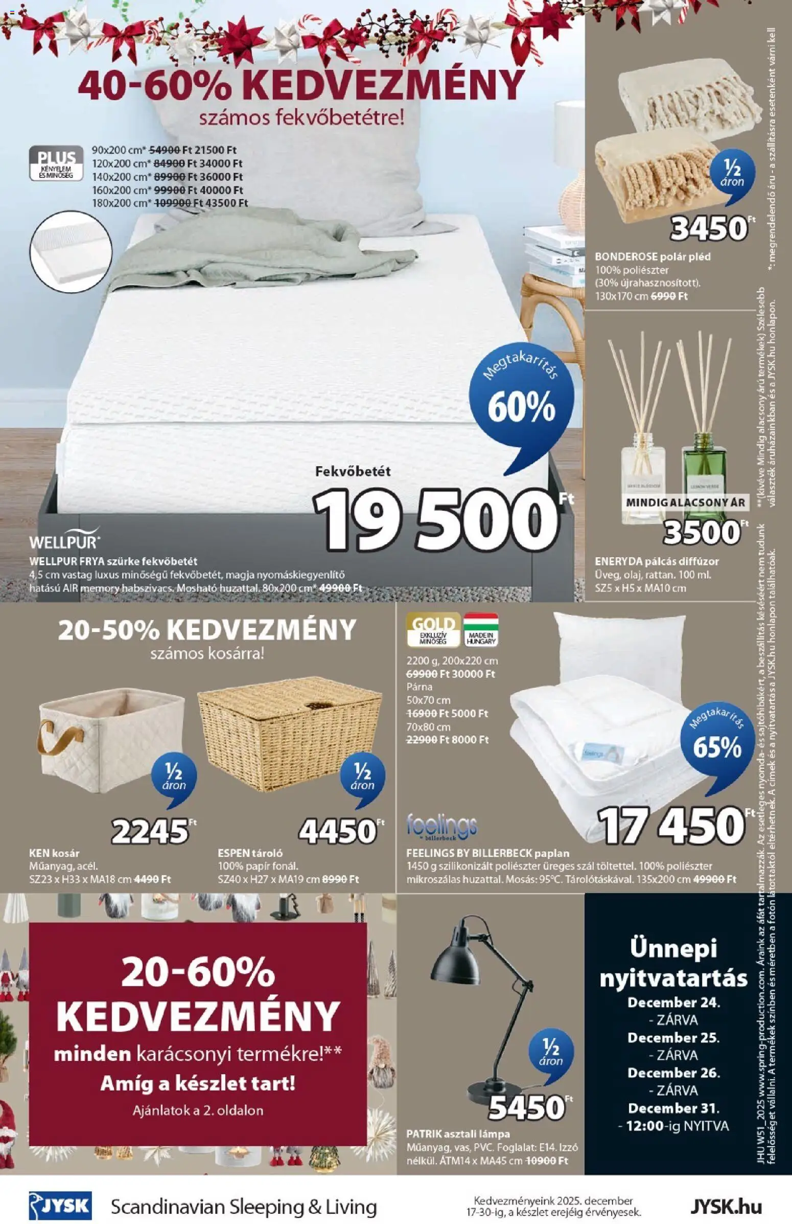 JYSK akciós ujság - amely érvényes a következő dátumtól: 17.12.2025 | Oldal: 16 | Termékek: Izzó, Foglalat, Kosár, Asztali lámpa