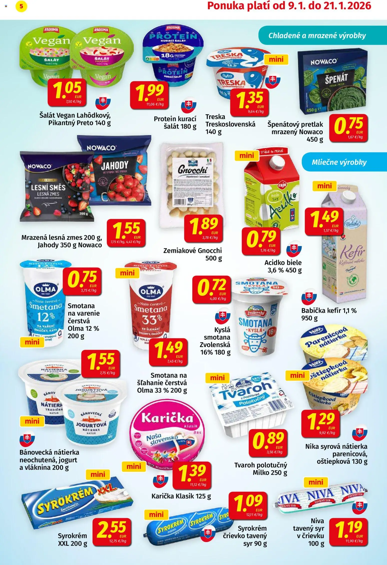 Nové Koruna akcie – leták je platný od 09.01.2026 | Strana: 5 | Produkty: Syr, Smotana, Tvaroh, Smotana na šľahanie