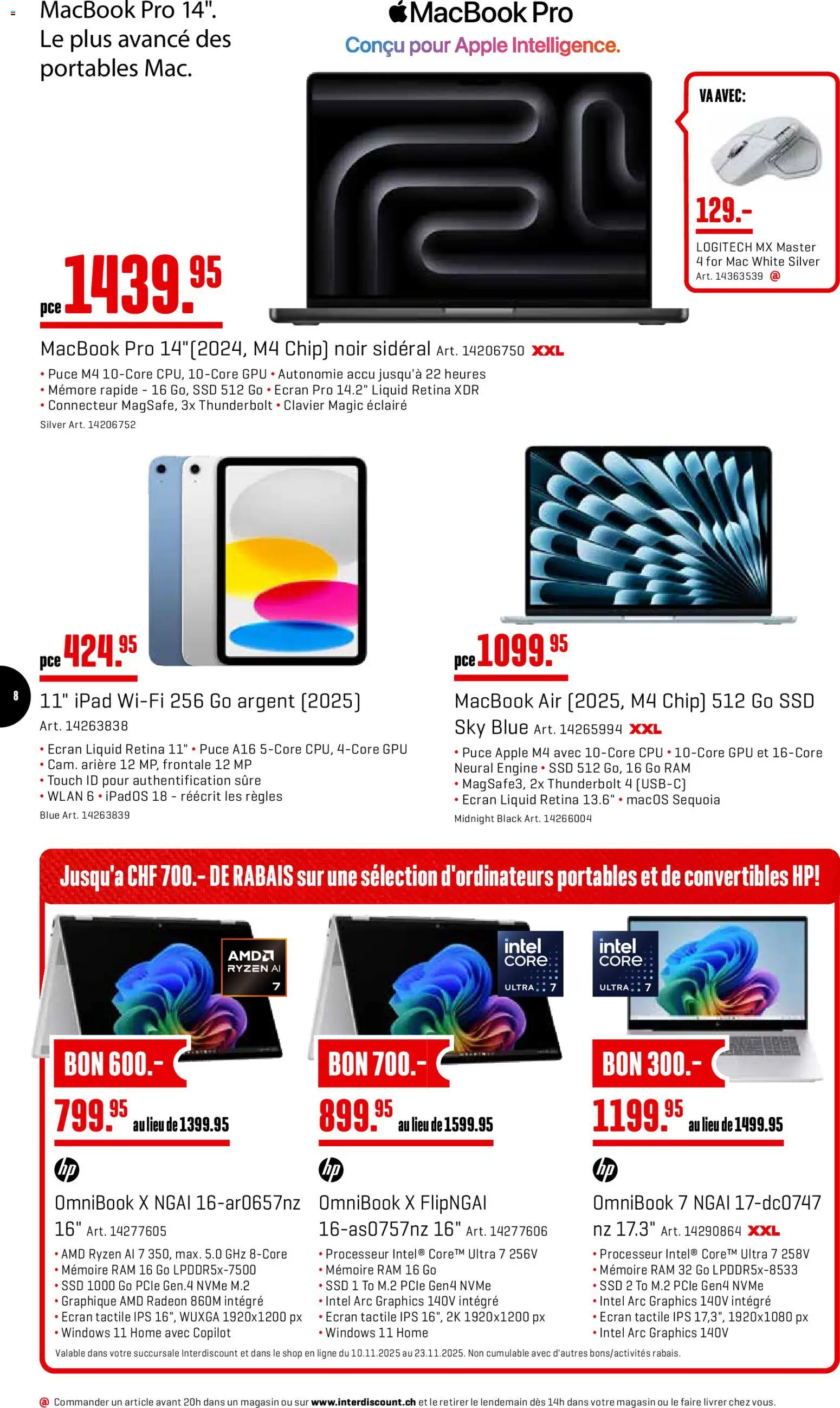 Interdiscount Aktionen FR – gültig ab 10.11.2025 | Seite: 8 | Produkte: Apple, Macbook, Ipad, HP