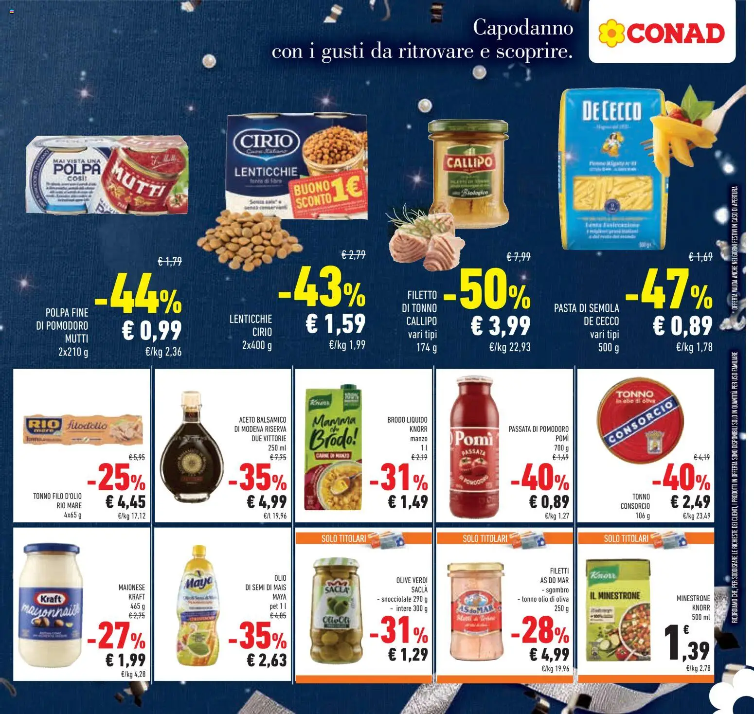 Volantino Conad del 27.12.2025 | Pagina: 25 | Prodotti: Minestrone, Manzo, Lenticchie, Olio di Oliva