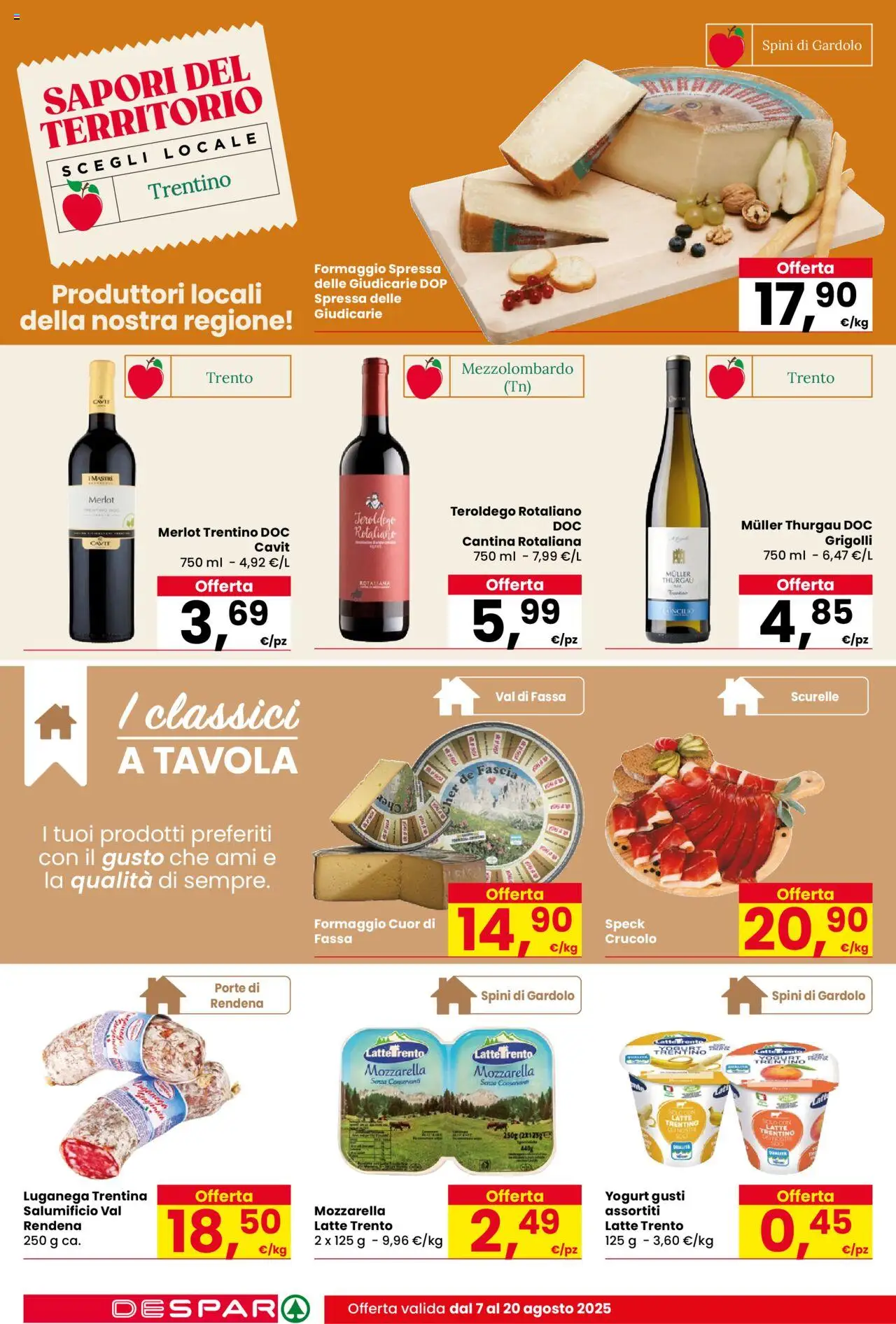 Volantino Despar del 07.08.2025 | Pagina: 12 | Prodotti: Speck, Yogurt, Latte, Formaggio