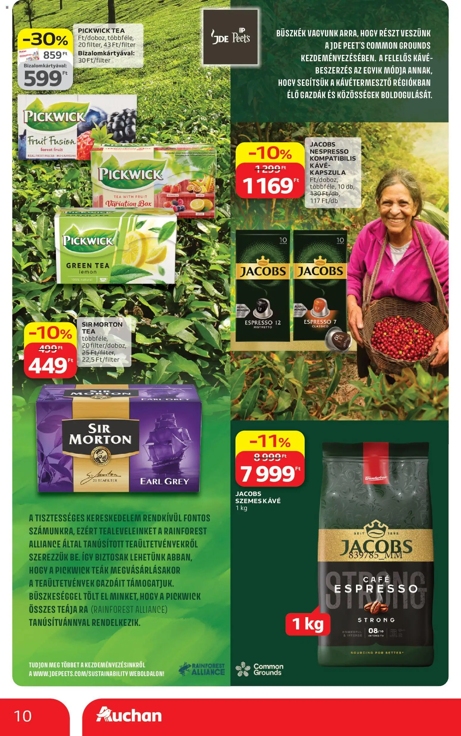 Auchan akciós ujság - amely érvényes a következő dátumtól: 23.04.2026 | Oldal: 10 | Termékek: Kávé, Tea, Szemes kávé