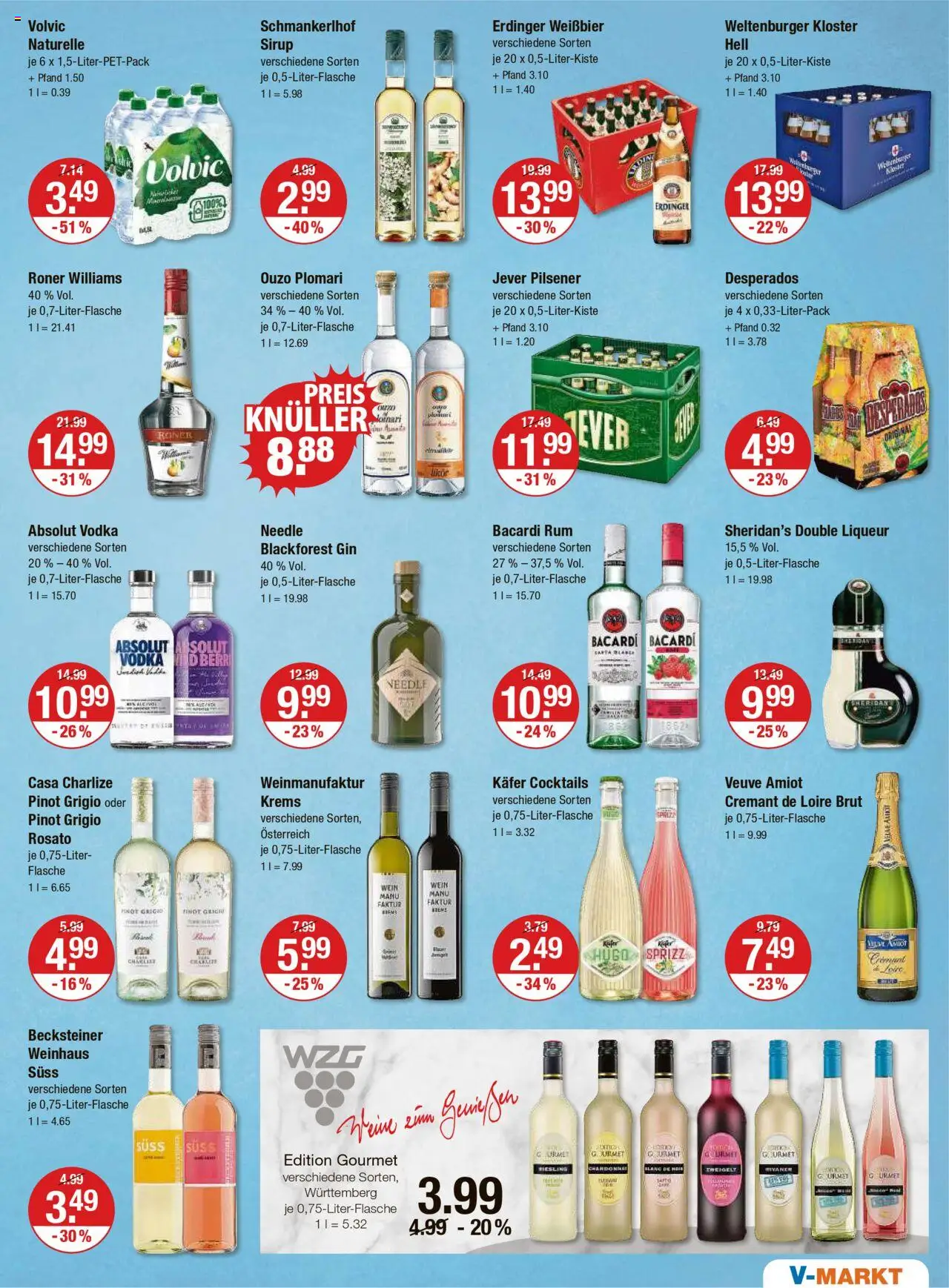 V-Markt - Hallertau/Oberpfalz - gültig ab dem 31.07.2025 | Seite: 9 | Produkte: Bacardi, Wein, Gin, Volvic