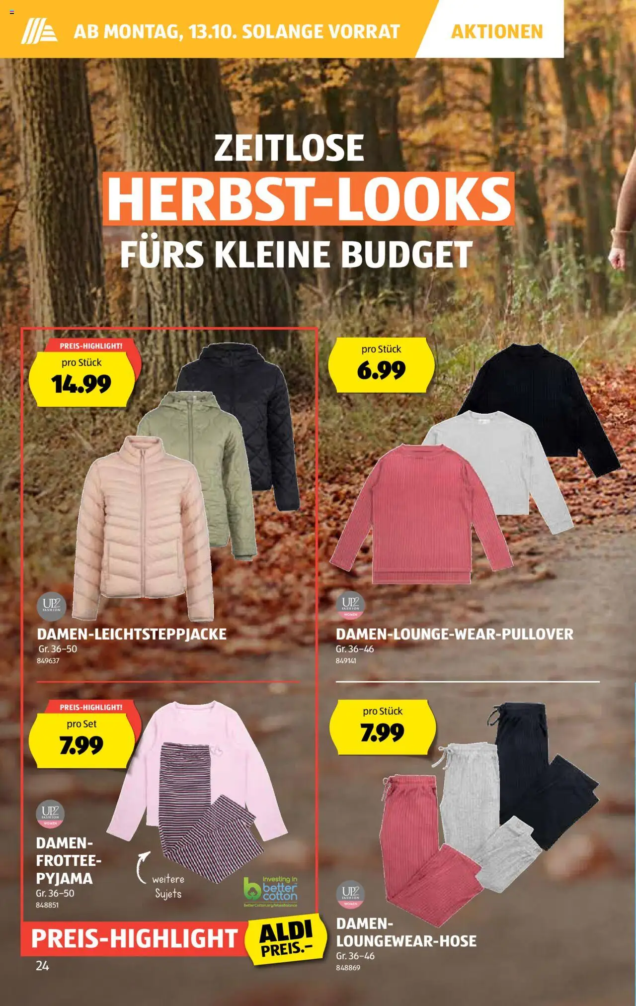 Aldi Aktionen – gültig ab 09.10.2025 | Seite: 25 | Produkte: Pyjama