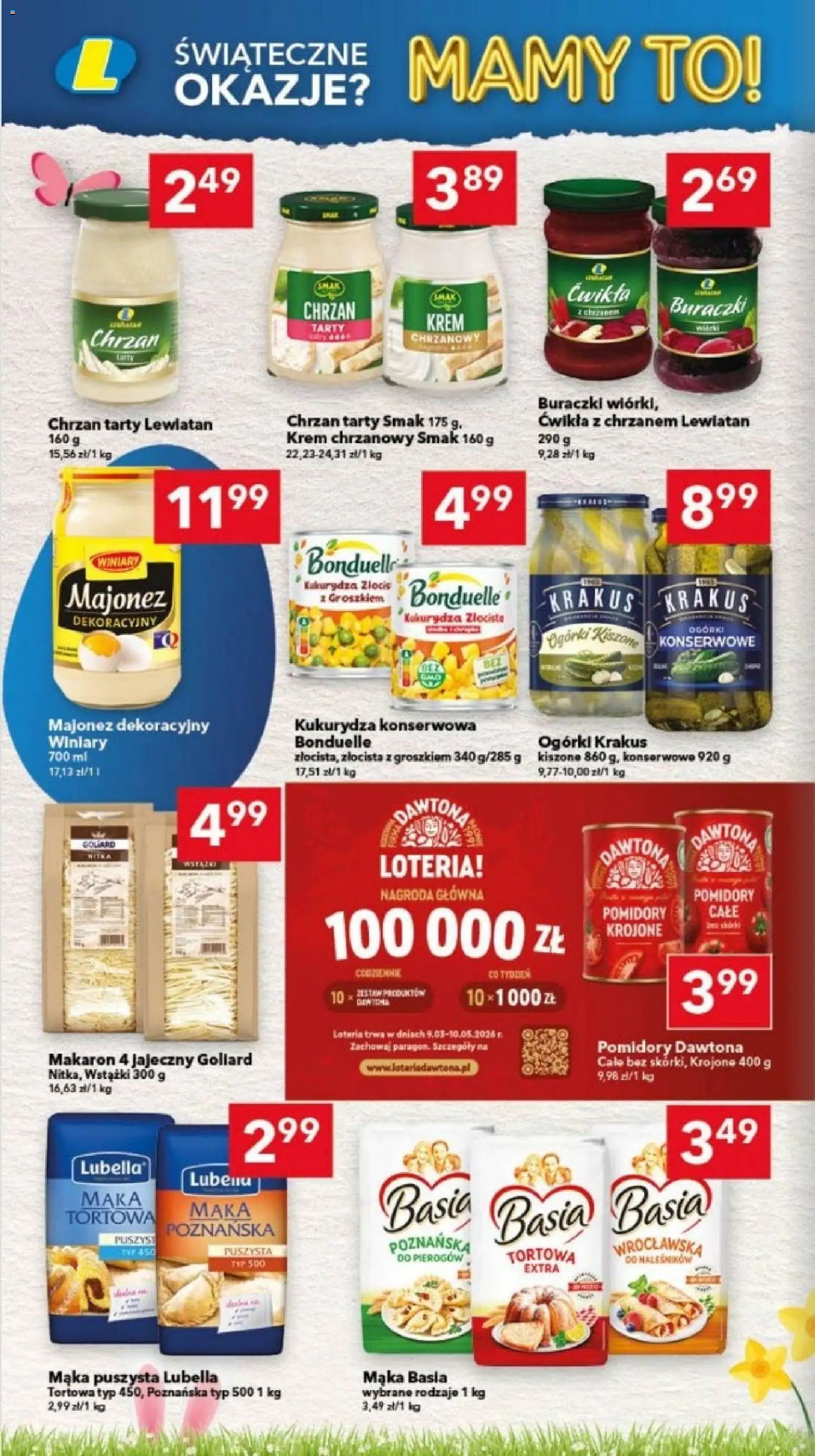 Lewiatan gazetka - Bydgoszcz od 26.03.2026 | Strona: 8 | Produkty: Mąka basia, Pomidory, Krem, Ogórki