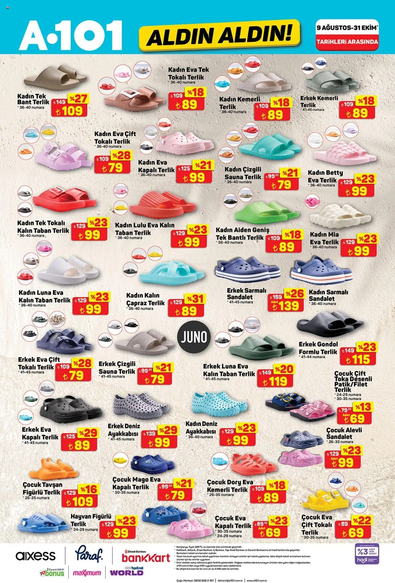 A101 Katalog Aldın Aldın - 04.09.2025 tarihinden itibaren geçerlidir | Sayfa: 36 | Ürünler: Sandalet, Terlik, Bant
