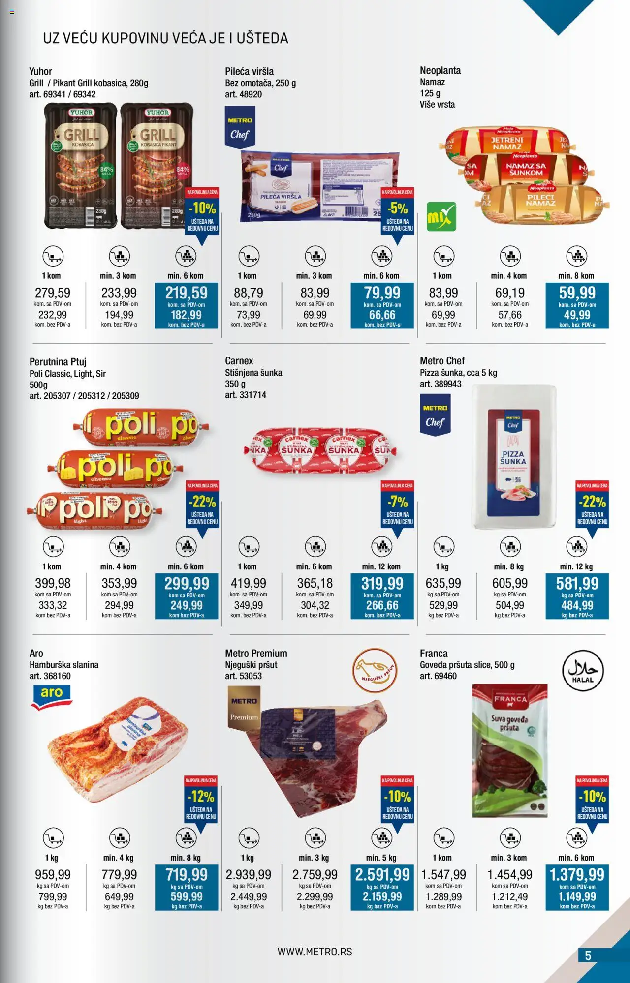 Metro katalog - važi od 01.10.2025 | Strana: 5 | Proizvode: Pršut, Njeguški pršut, Sir, Šunka