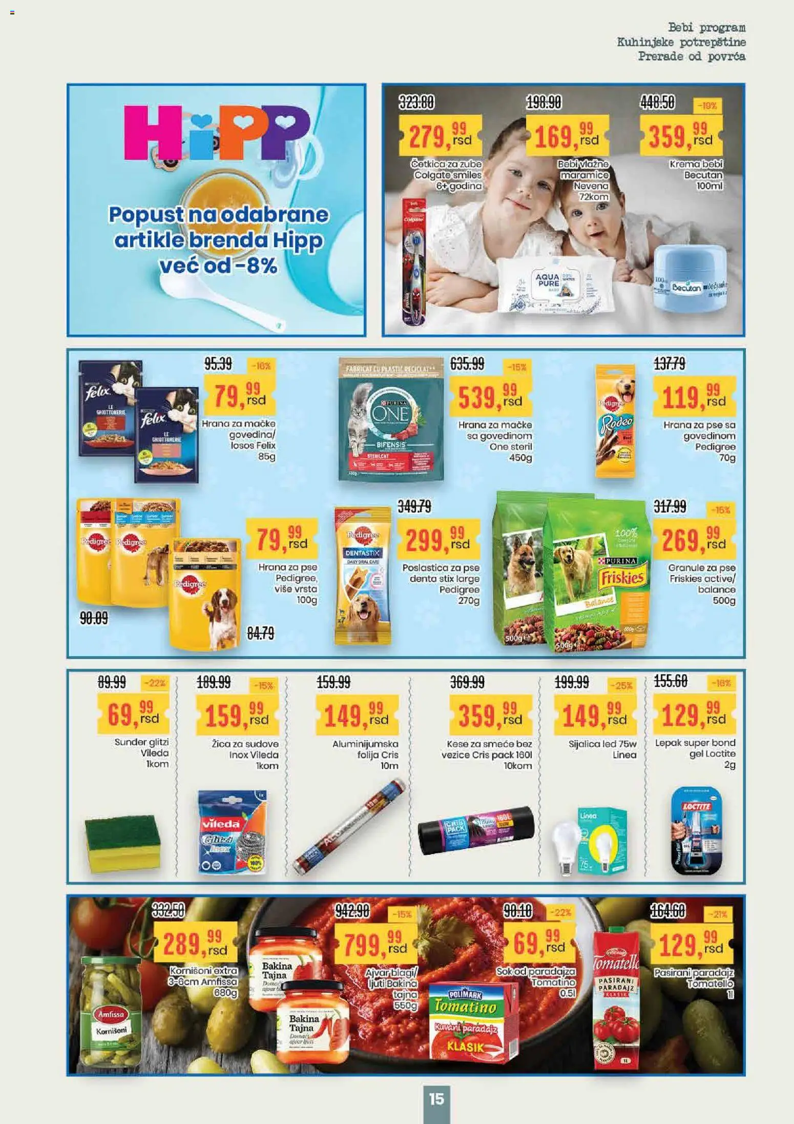 Aroma Market katalog - važi od 16.04.2026 | Strana: 15 | Proizvode: Colgate, Pasirani paradajz, Kornišoni, Sok