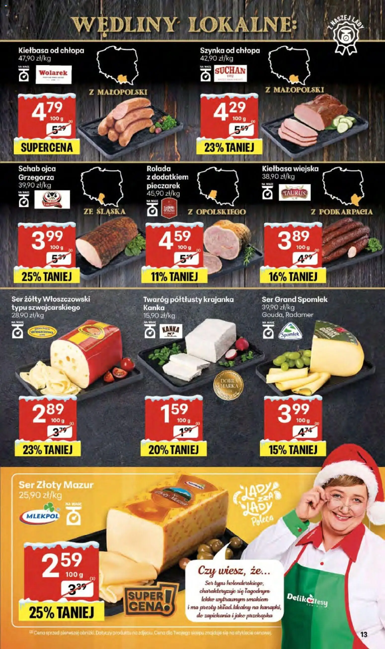 Delikatesy Centrum Gazetka - Sklepy Własne od 18.12.2025 | Strona: 13 | Produkty: Twaróg półtłusty, Rolada, Delikatesy, Ser