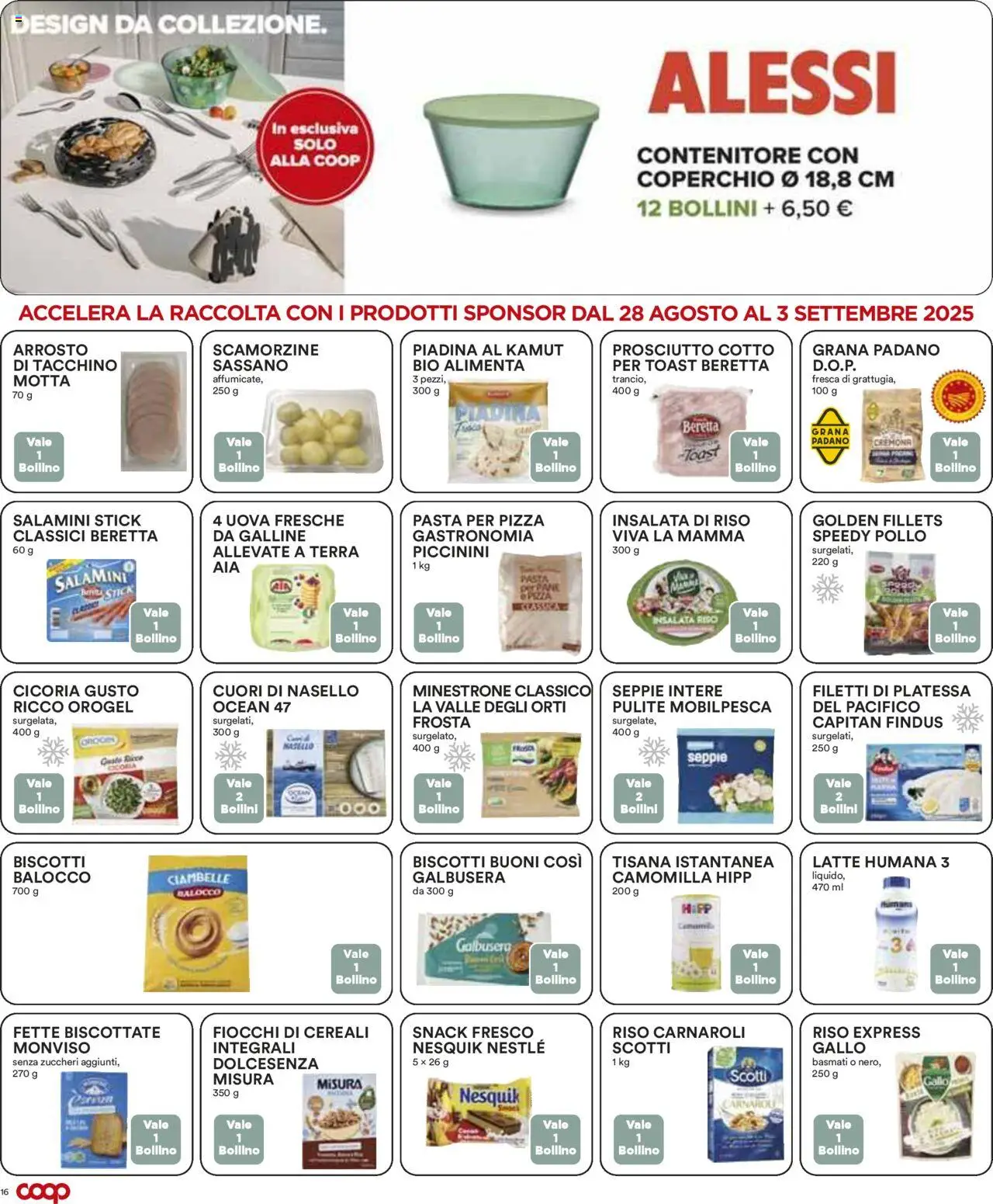 Volantino COOP del 21.08.2025 | Pagina: 16 | Prodotti: Riso Carnaroli, Uova, Pasta, Fette biscottate