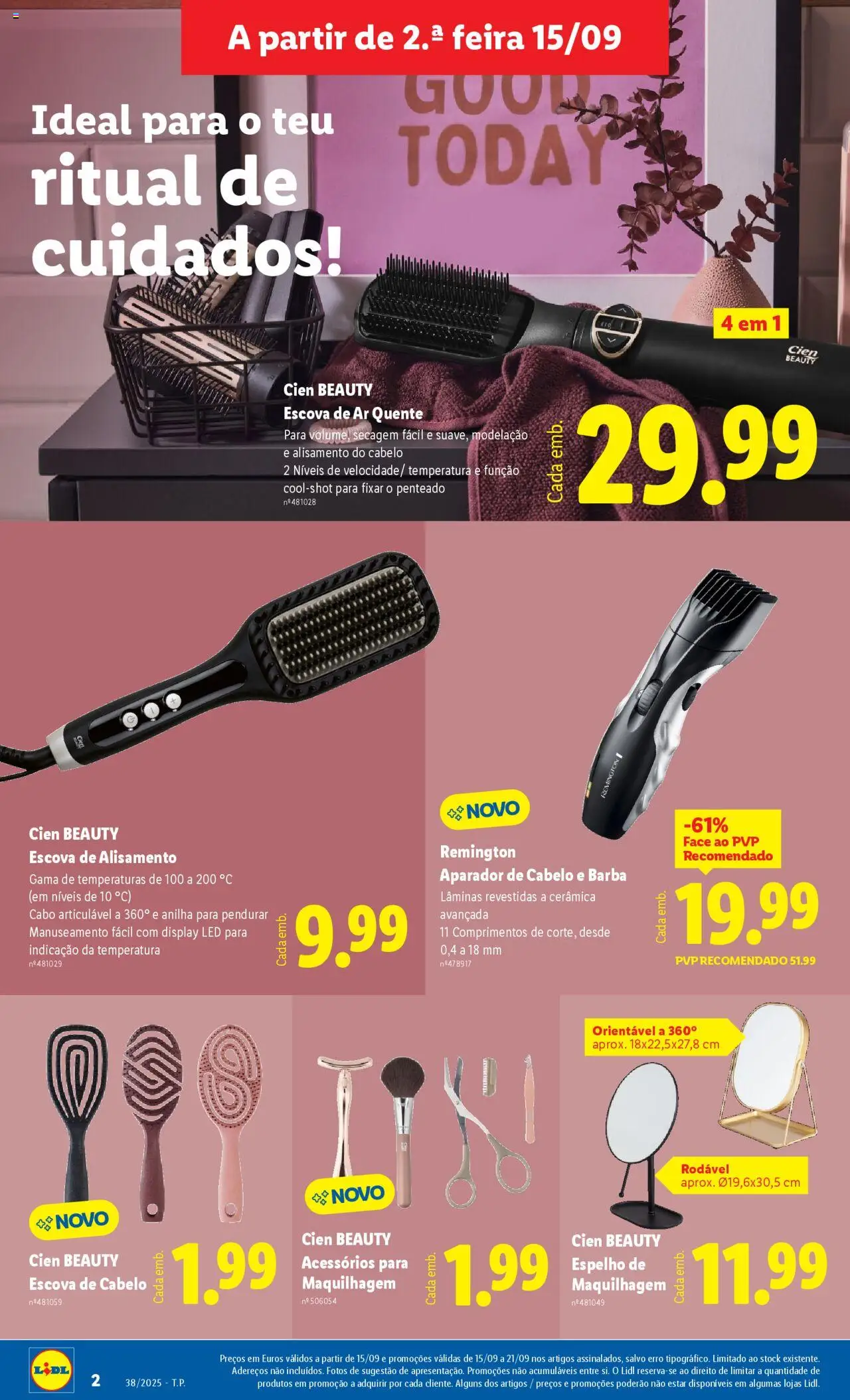 Lidl Novidades │ válido de 15.09.2025 | Página: 2 | Produtos: Maquilhagem, Aparador, Espelho, Escova de cabelo