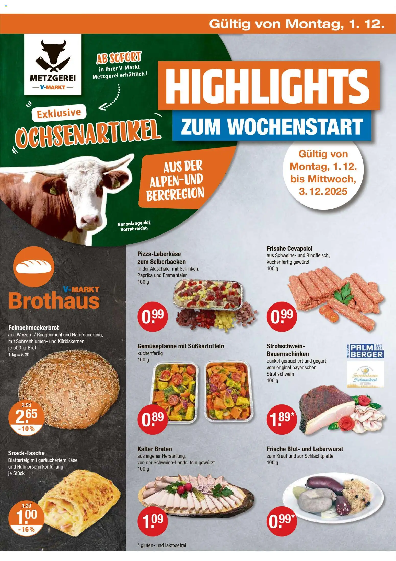 V-Markt - Schwaben / Oberbayern – gültig ab 27.11.2025 | Seite: 26 | Produkte: Käse, Cevapcici, Paprika, Kraut