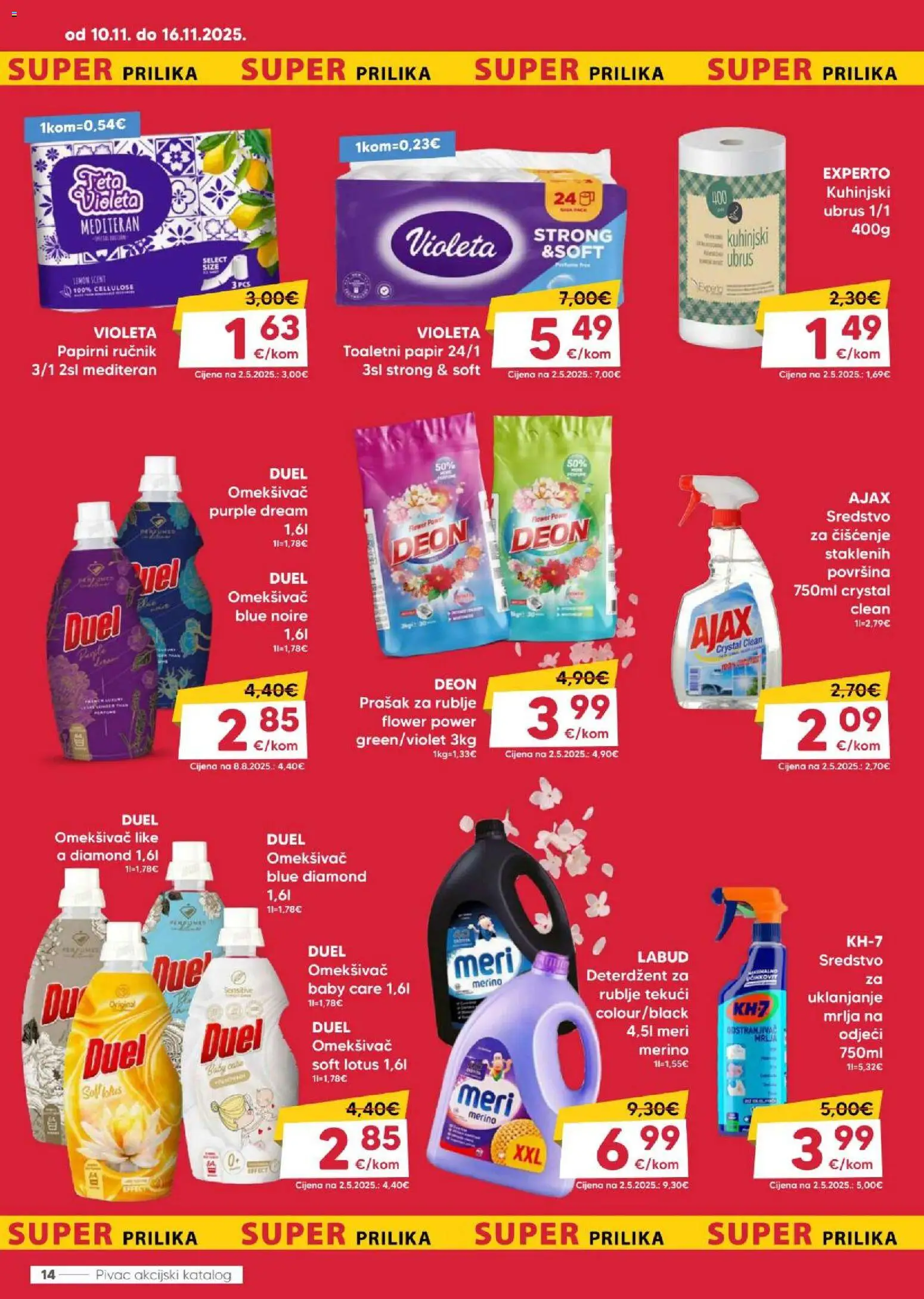 Pivac katalog | vrijedi od 10.11.2025 | Stranica: 14 | Proizvodi: Omekšivač, Ručnik, Toaletni papir, Ajax