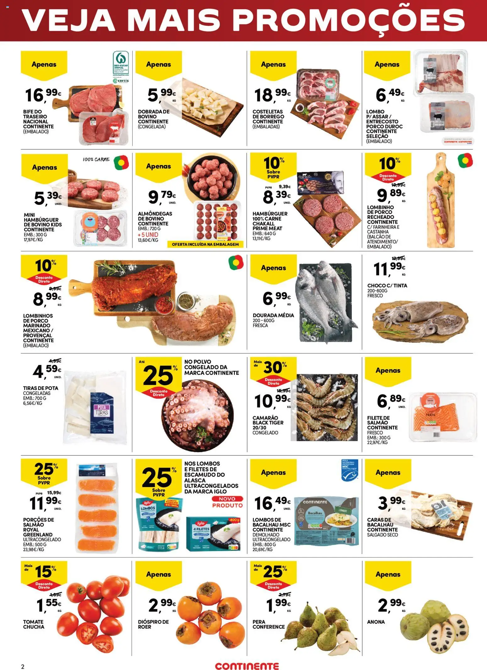 Continente - Fim de Semana │ válido de 24.10.2025 | Página: 2 | Produtos: Bacalhau, Polvo, Carne, Tomate