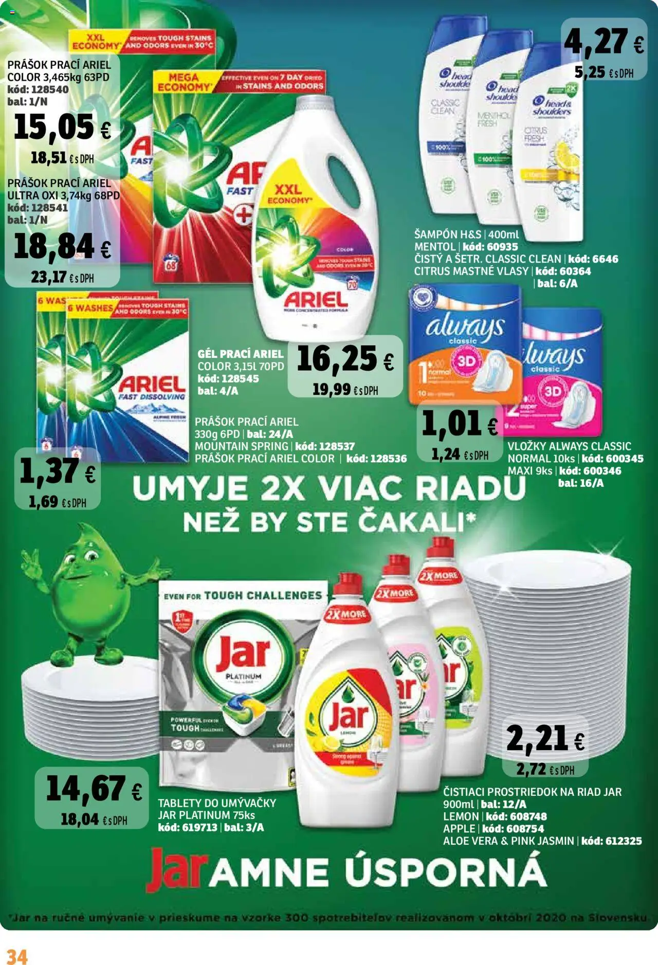 Nové Labaš akcie – leták je platný od 05.09.2025 | Strana: 34 | Produkty: Apple, Šampón, Ariel, Jar