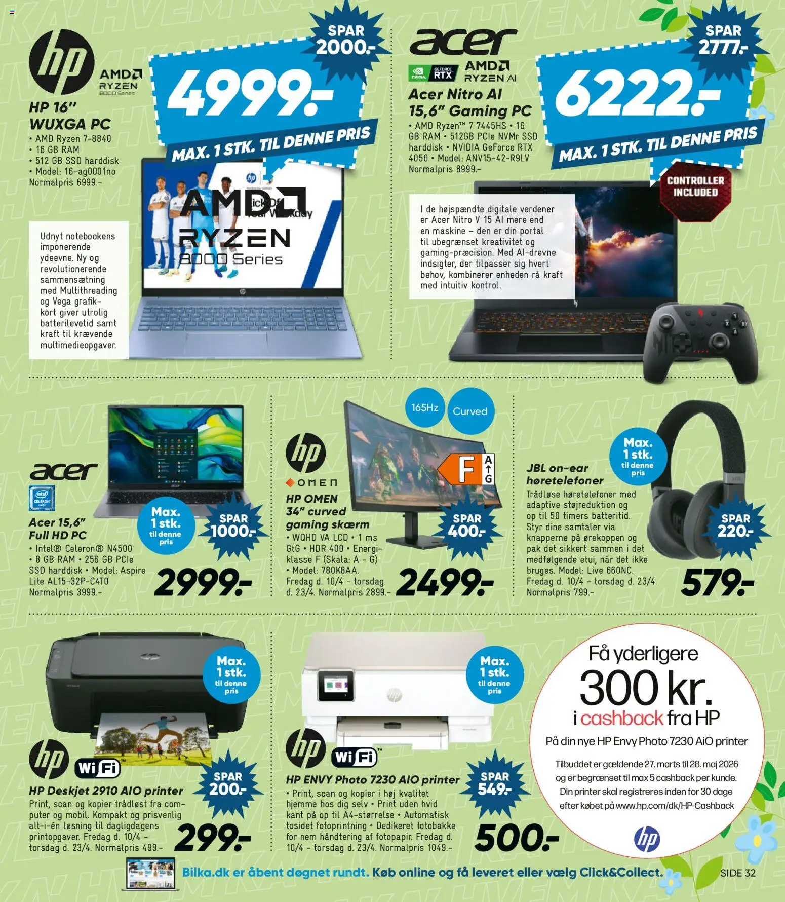 Bilka tilbudsavis – gyldig fra 10.04.2026 | Side: 31 | Produkter: PC, Trådløse høretelefoner, Gaming Skærm, SSD