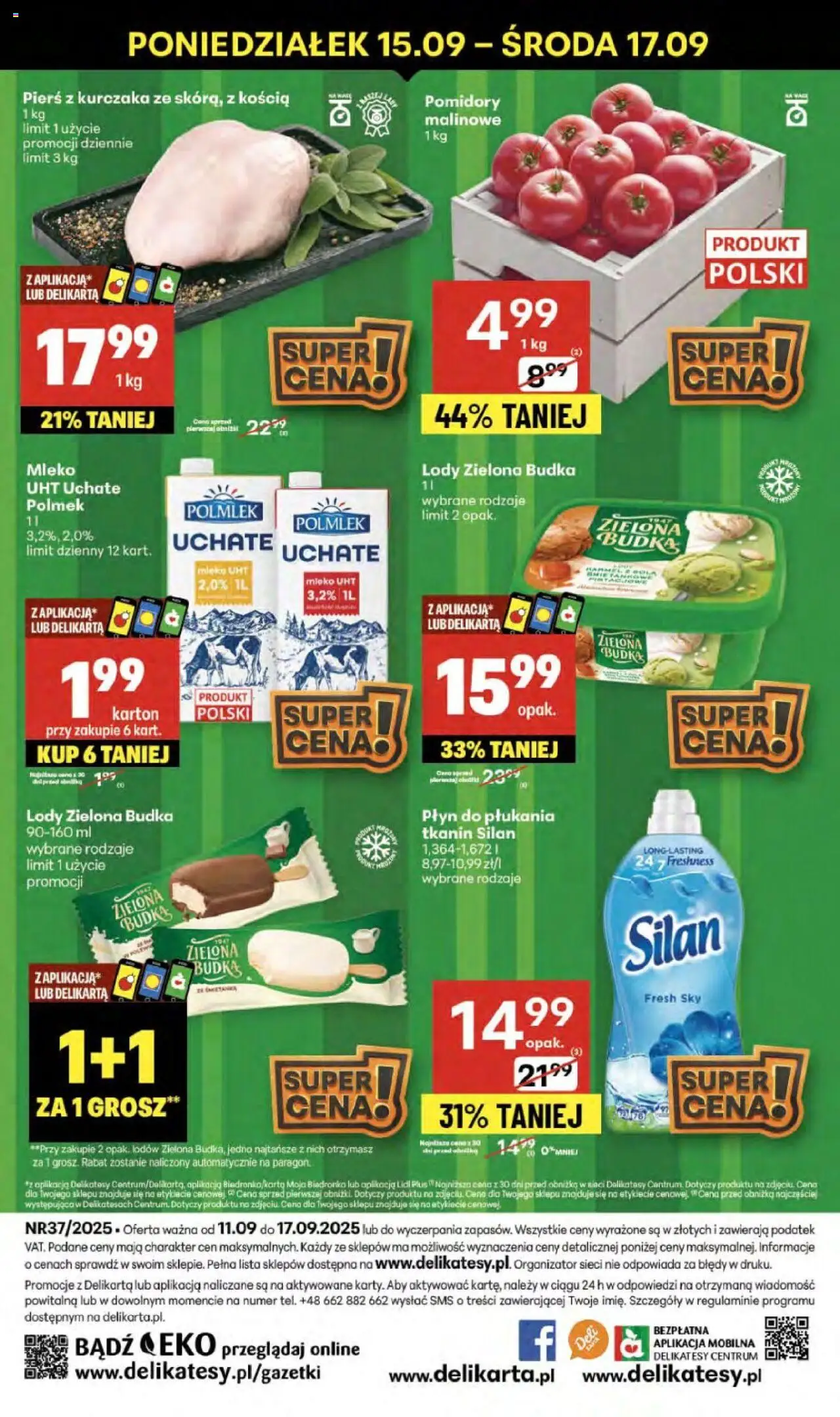Delikatesy Centrum Gazetka od 11.09.2025 | Strona: 2 | Produkty: Pierś z kurczaka, Delikatesy, Pomidory, Lody