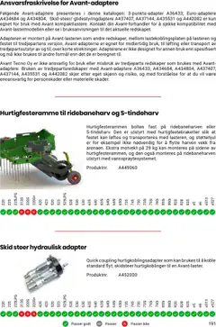 Forhåndsvisning av Felleskjøpet Avant maskiner og redskap gyldig fra 01.05.2025 | Side: 191 | Produkter: Kontakt, Adapter