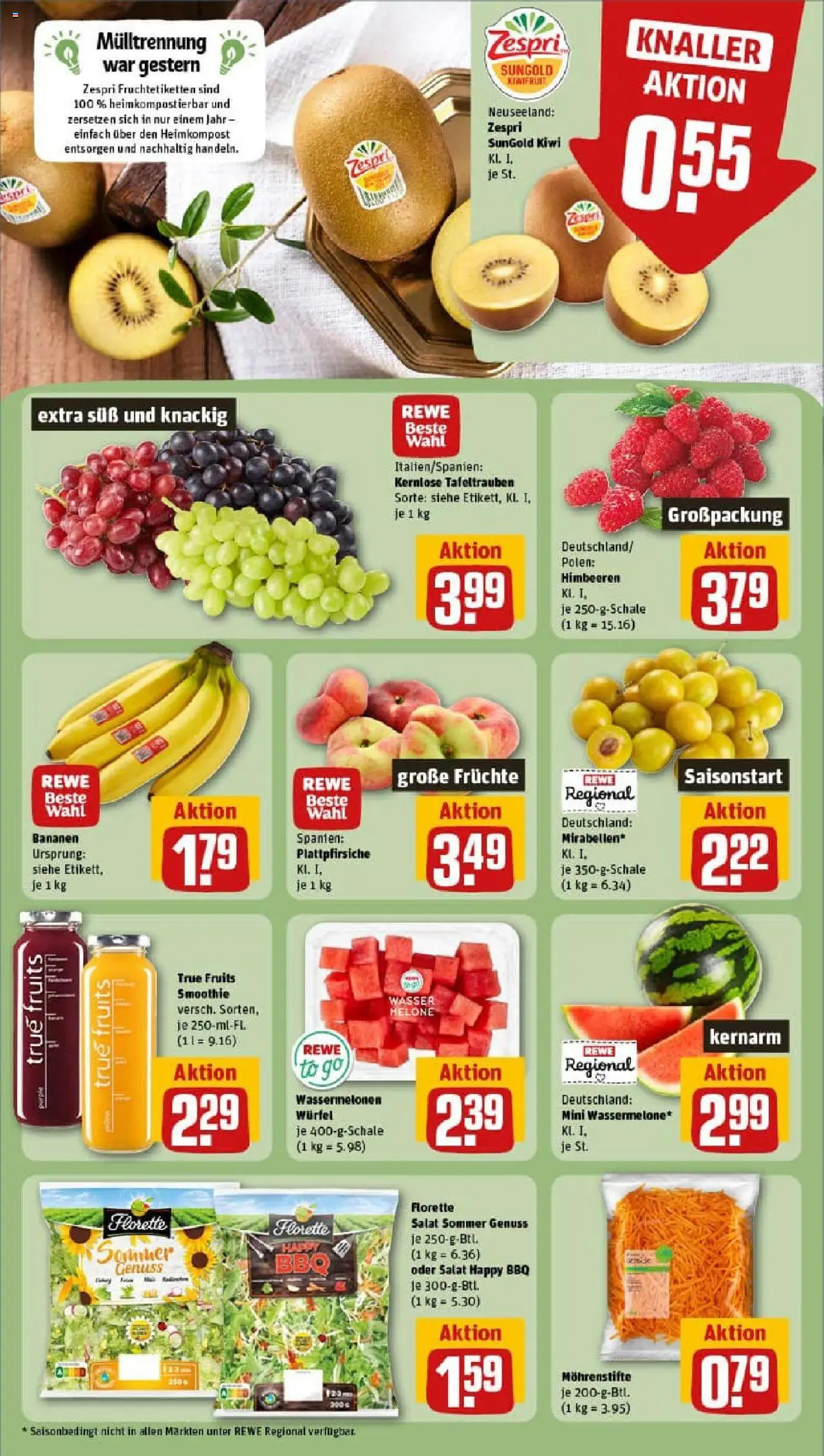 Rewe prospekt Wolfschlugen	 - gültig ab dem 11.08.2025 | Seite: 6 | Produkte: Bananen, Melone, Kiwi, Salat