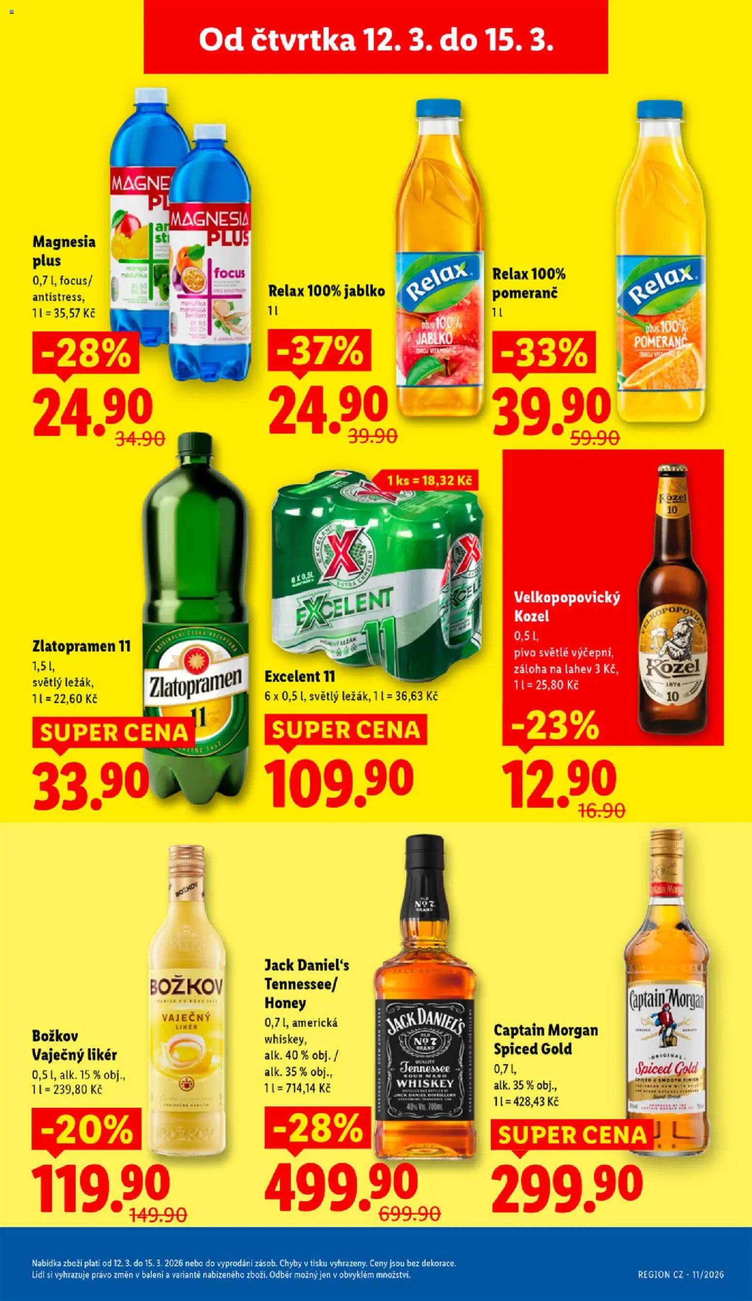 Lidl leták od 12.03.2026 | Strana: 27 | Produkty: Morgan, Velkopopovický Kozel, Božkov, Láhev