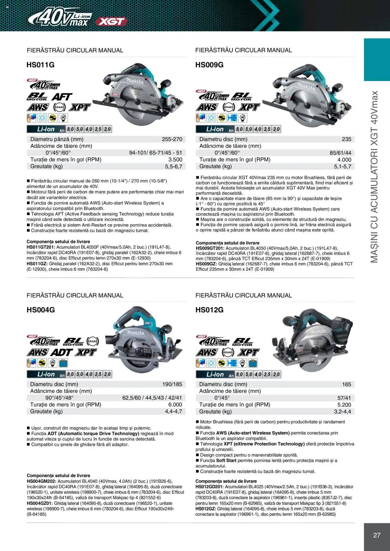 Noul catalog Makita – valabil de la 08.01.2025 | Pagină: 27 | Produse: Valiză, Încărcător, Disc, Aspirator