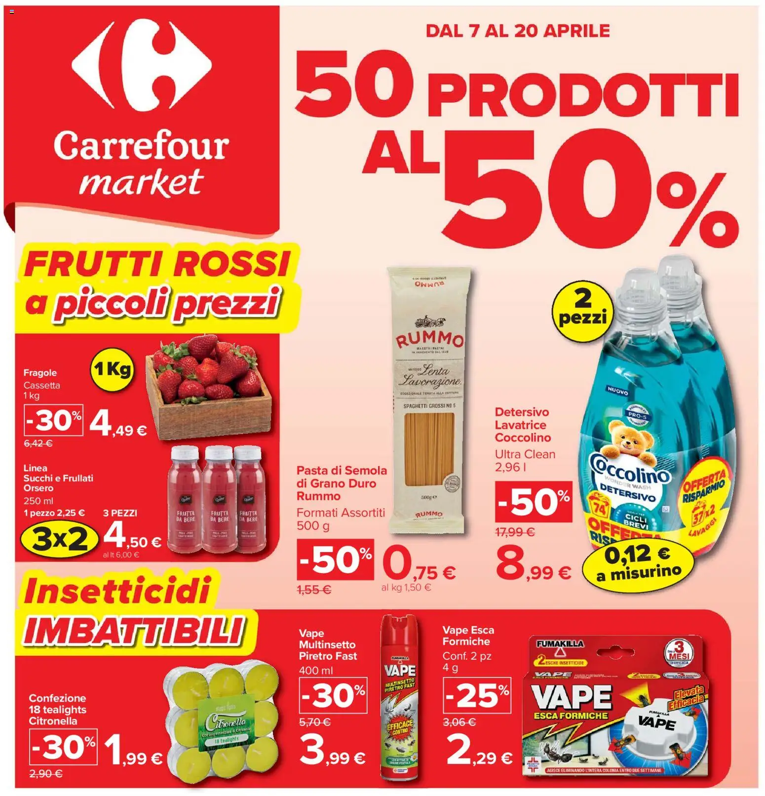 Volantino Carrefour del 07.04.2026 | Pagina: 1 | Prodotti: Fragole, Citronella, Frutta, Pasta