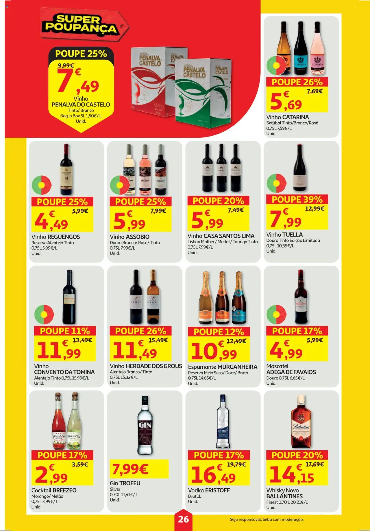 Auchan folheto │ válido de 18.09.2025 | Página: 26 | Produtos: Whisky, Vinho, Gin, Melão