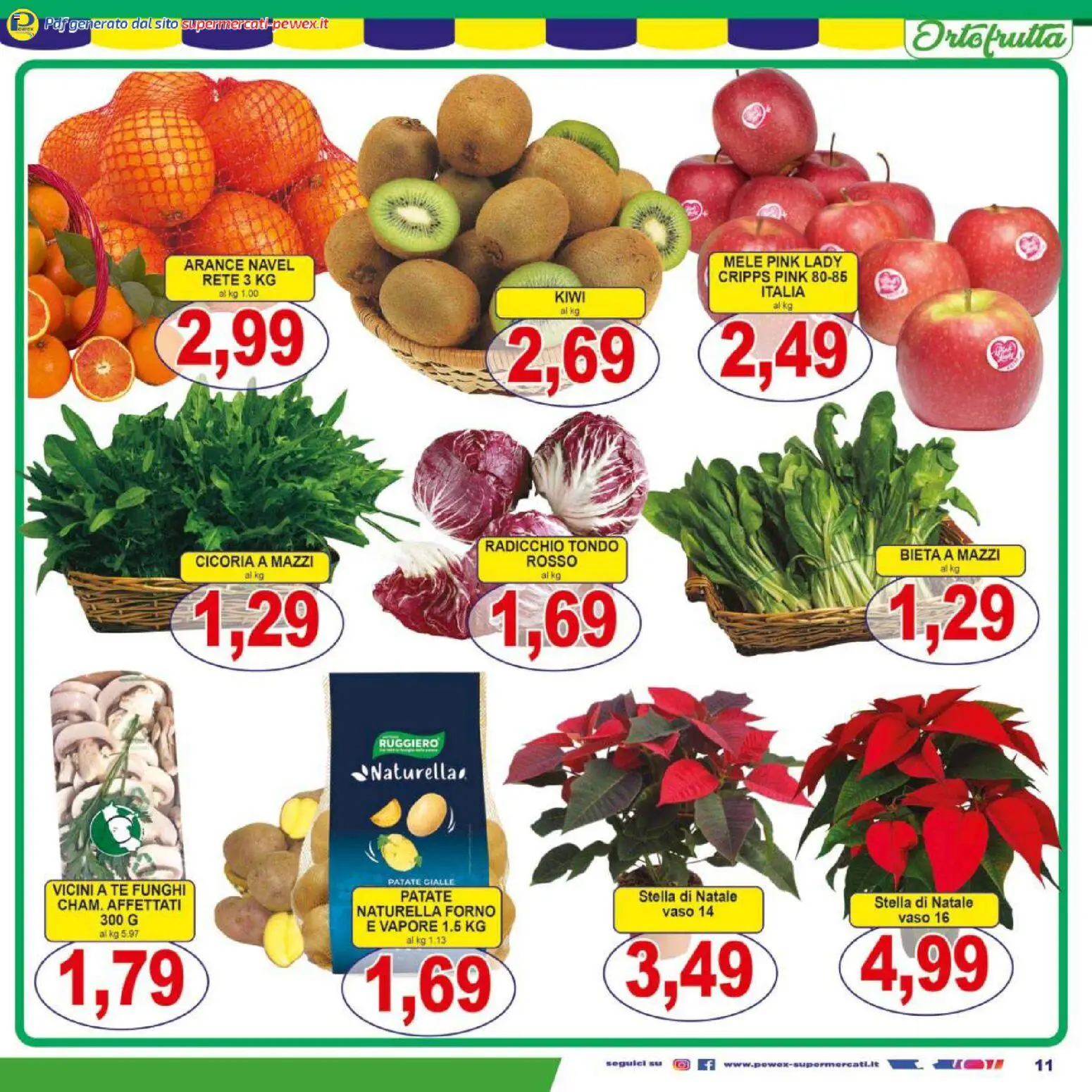Volantino Pewex del 06.12.2025 | Pagina: 11 | Prodotti: Mele, Funghi, Forno, Vaso