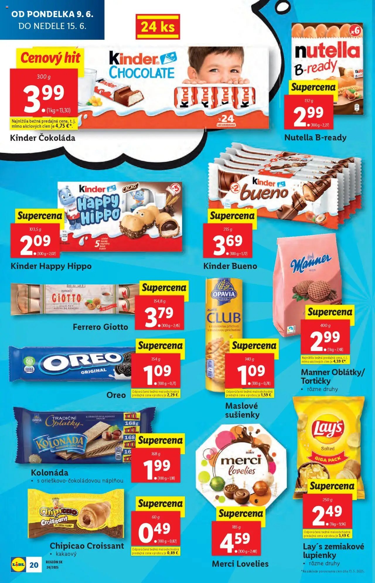 Lidl leták │ platný od 09.06.2025 | Strana: 24 | Produkty: Croissant, Kinder, Kinder Bueno, Čokoláda