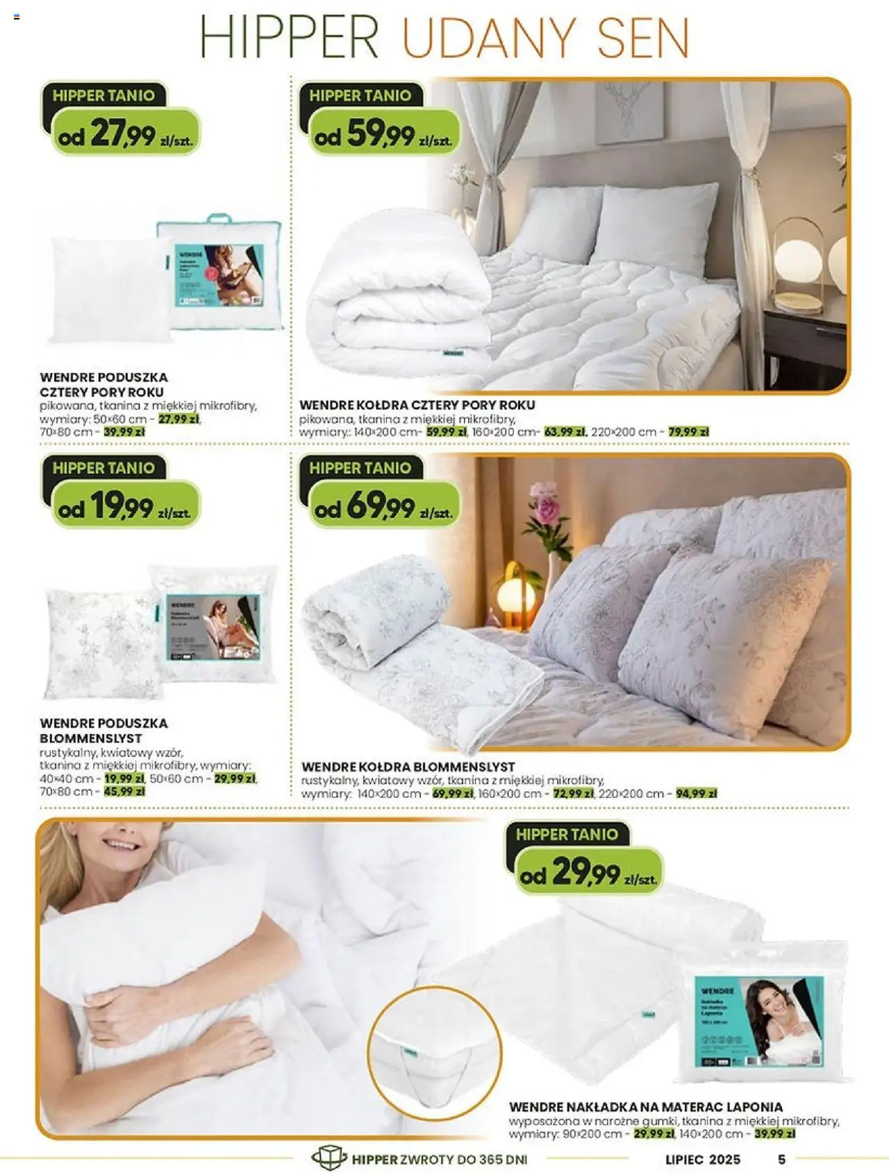 Hipper Gazetka od 26.06.2025 | Strona: 5 | Produkty: Materac, Poduszka, Kołdra