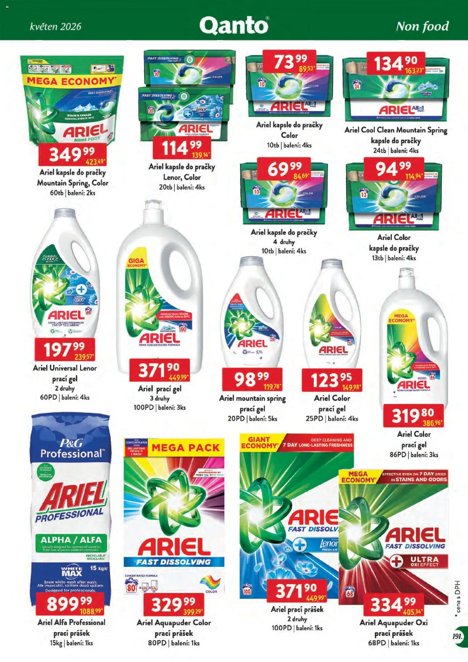 Astur & Qanto leták - Velkoobchod 05/2026 od 01.05.2026 | Strana: 191 | Produkty: Lenor, Kapsle, Pračky, Ariel